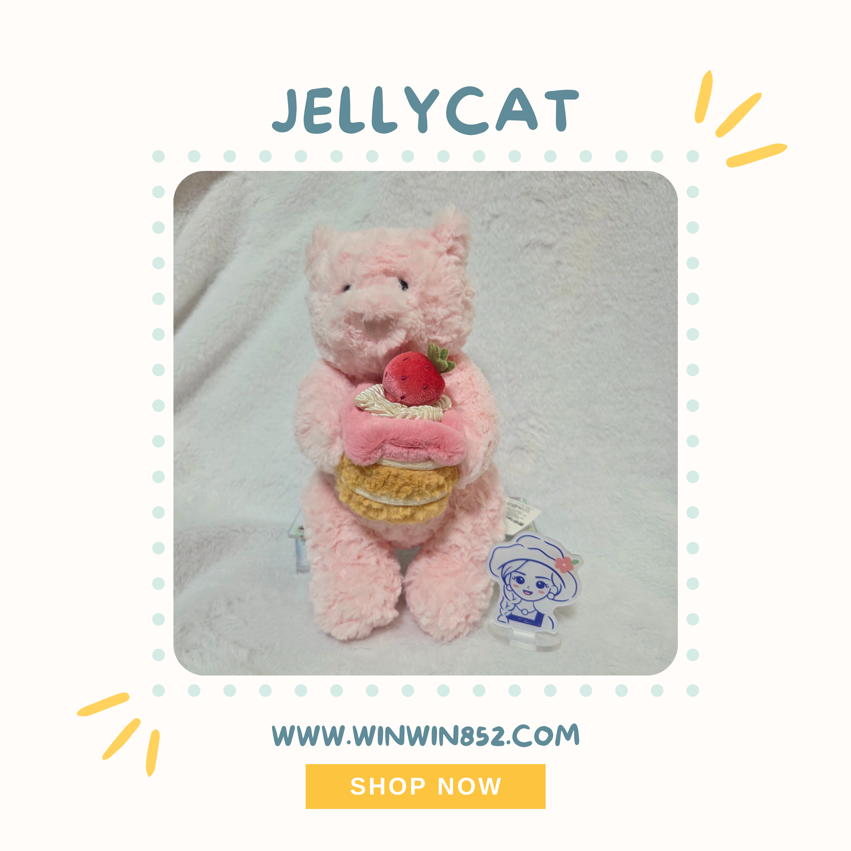 Jellycat Leola Bear with Strawberry Cake
