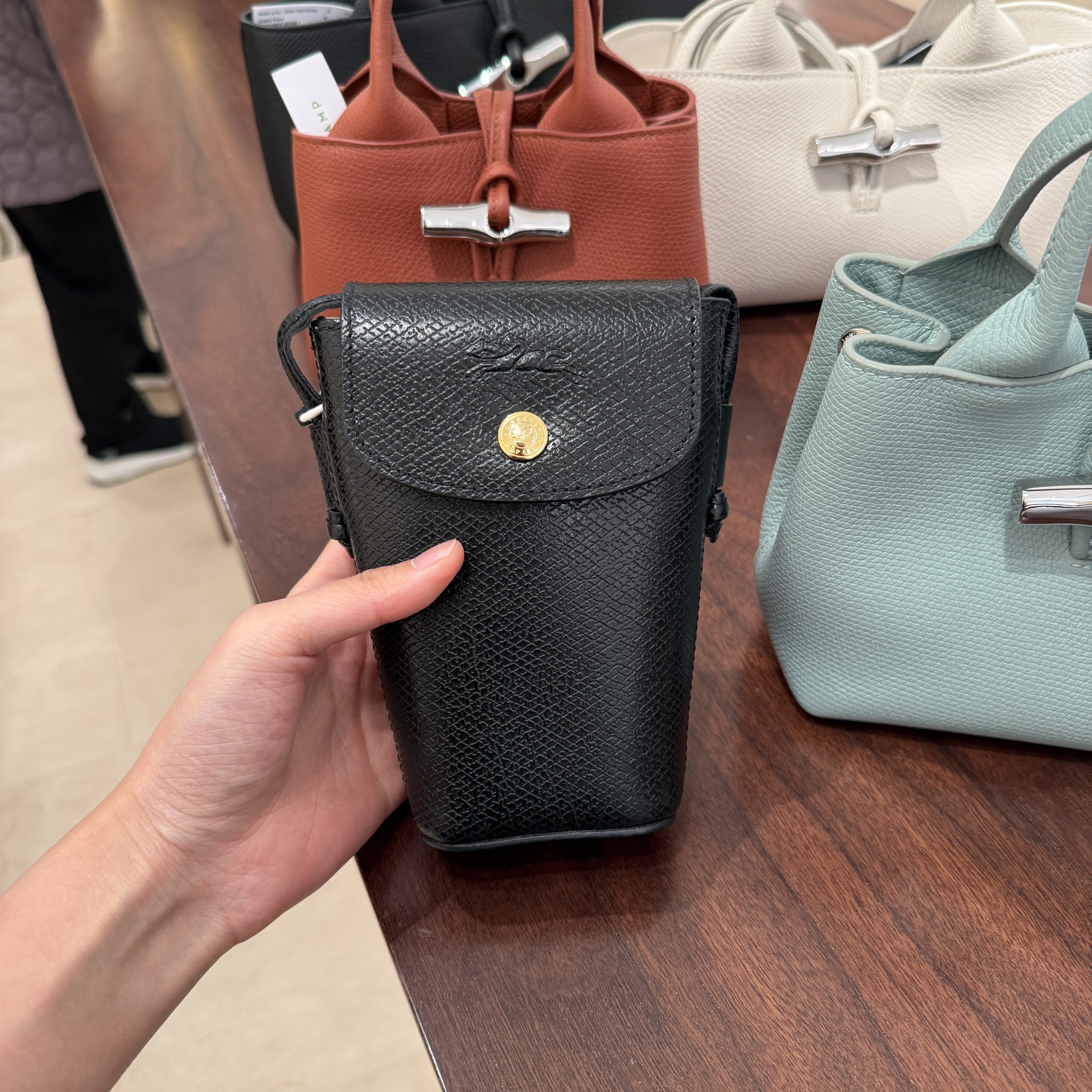 Longchamp Épure Phone case with leather lace mini bag black 34193