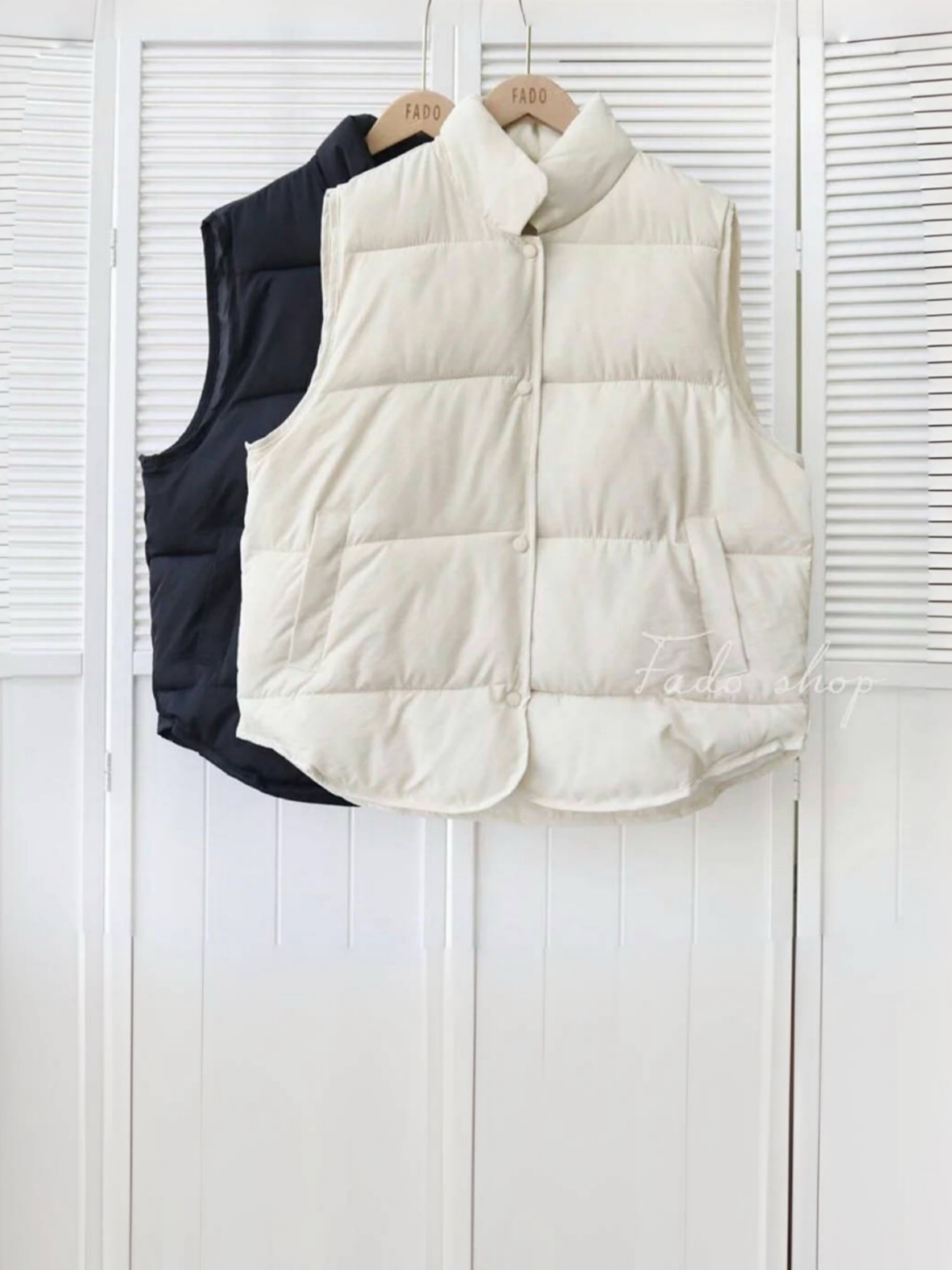 法朵Fado Shop｜鋪綿長版風衣背心 889A001 黑/杏