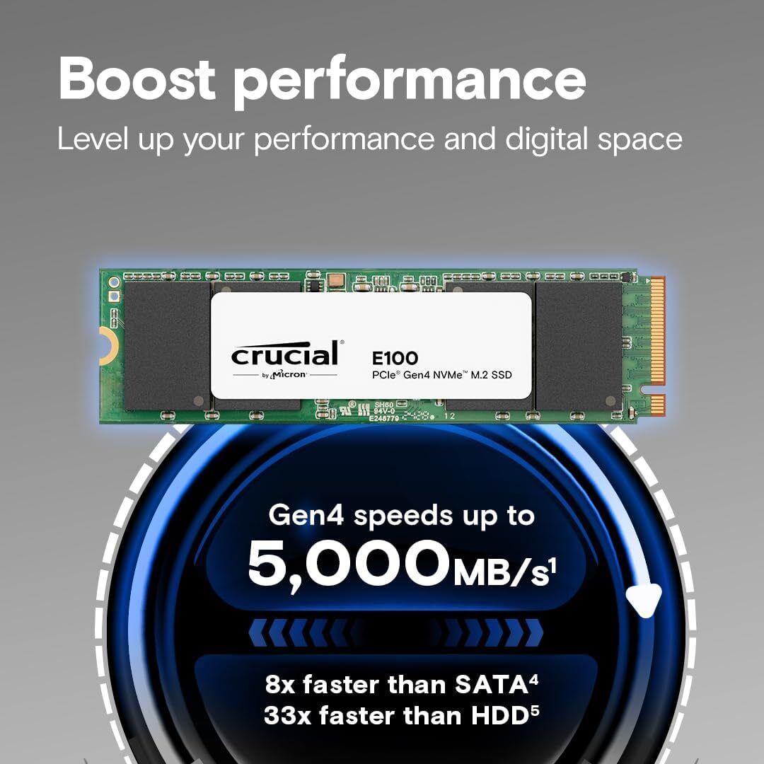 Crucial E100 1TB M.2 NVMe PCIe Gen4 SSD
