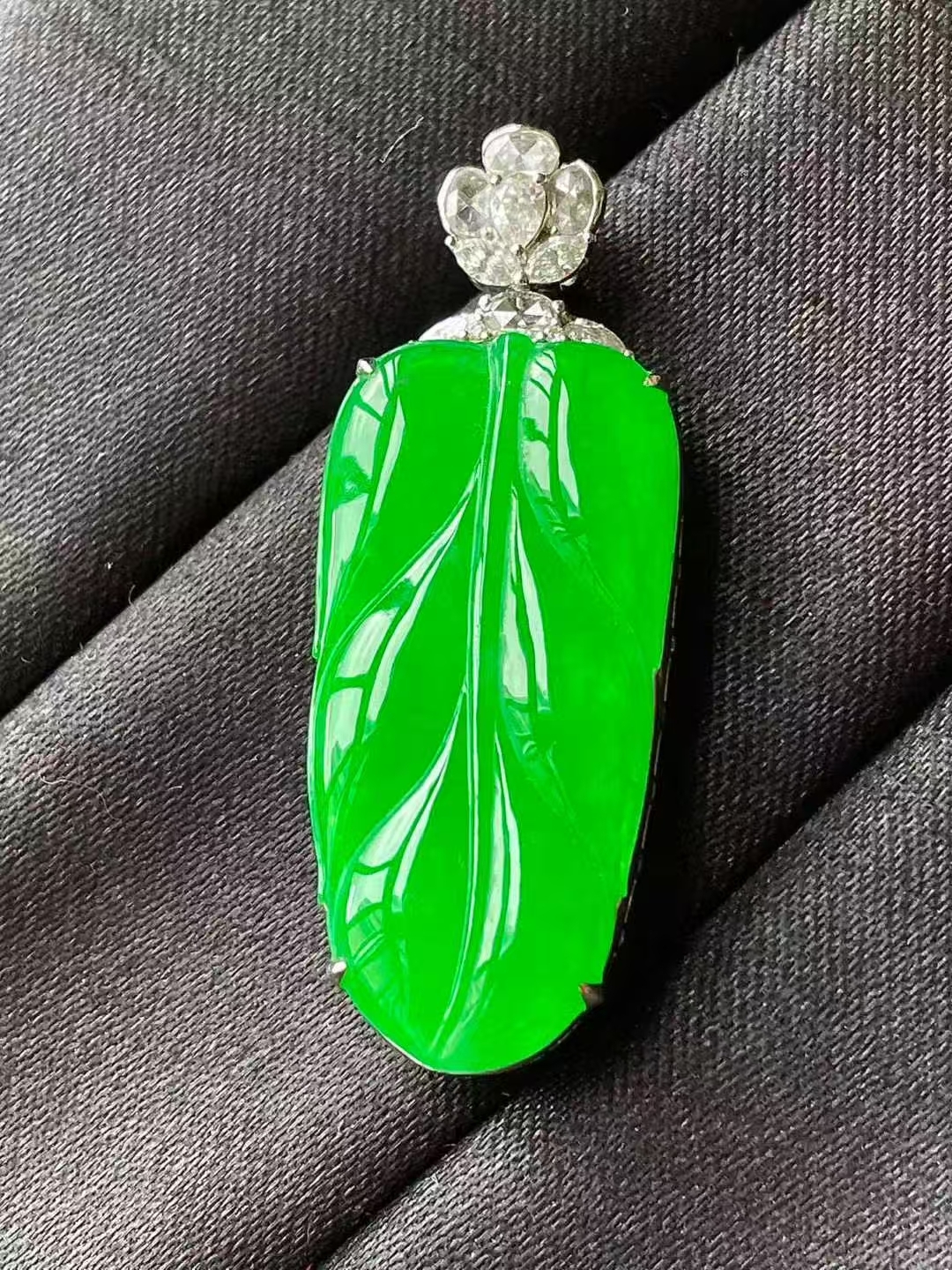翡翠高冰陽綠葉子吊墜,天然翡翠A玉, 緬甸玉, Jade, Jadeite
