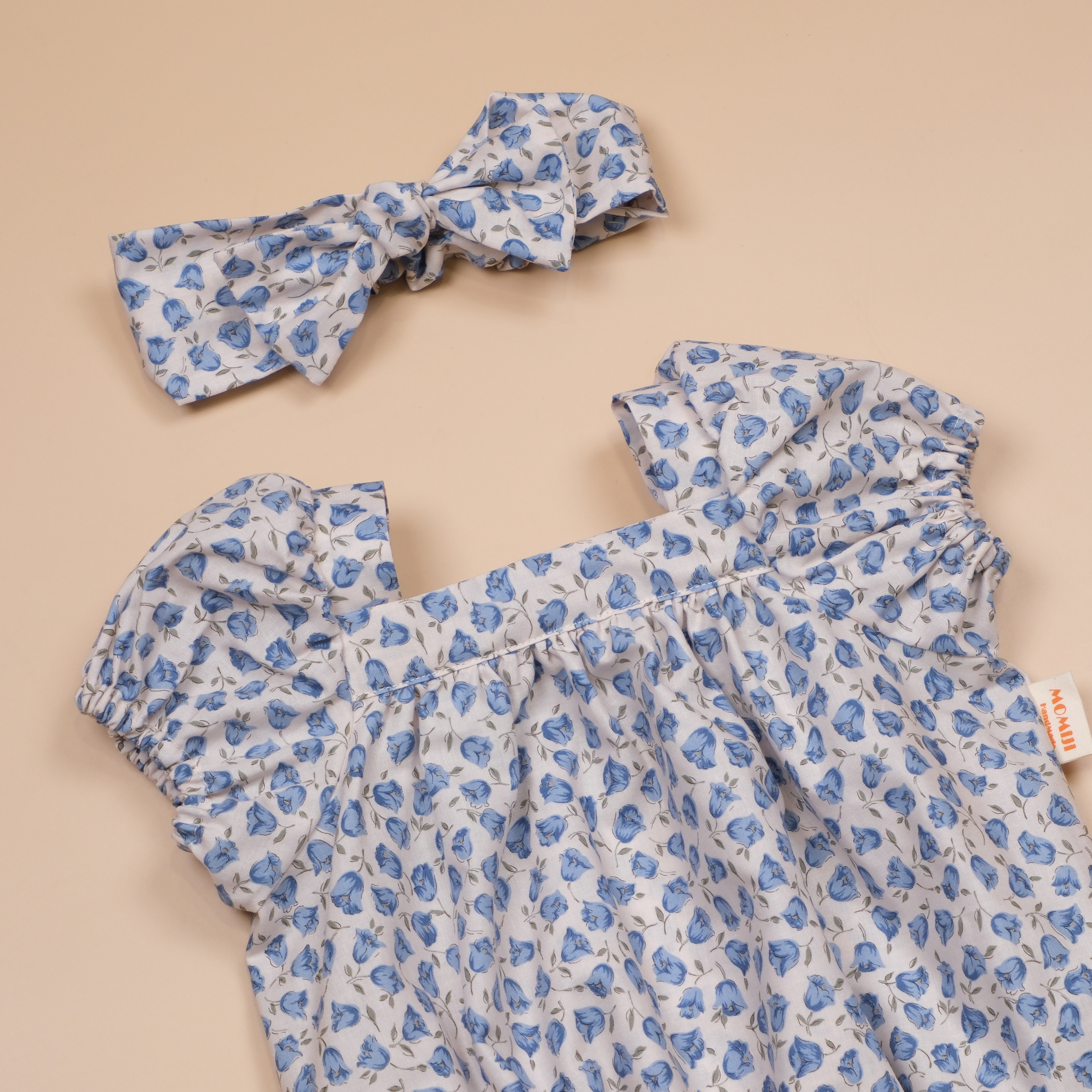 圓夢寶盒系列 ✪ 迷你鬱金香藍 ✪ 手作嬰幼兒包袖包屁衣