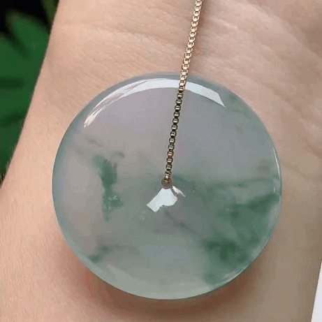 91033 翡翠冰種飄花平安扣 (31.1mm直徑)