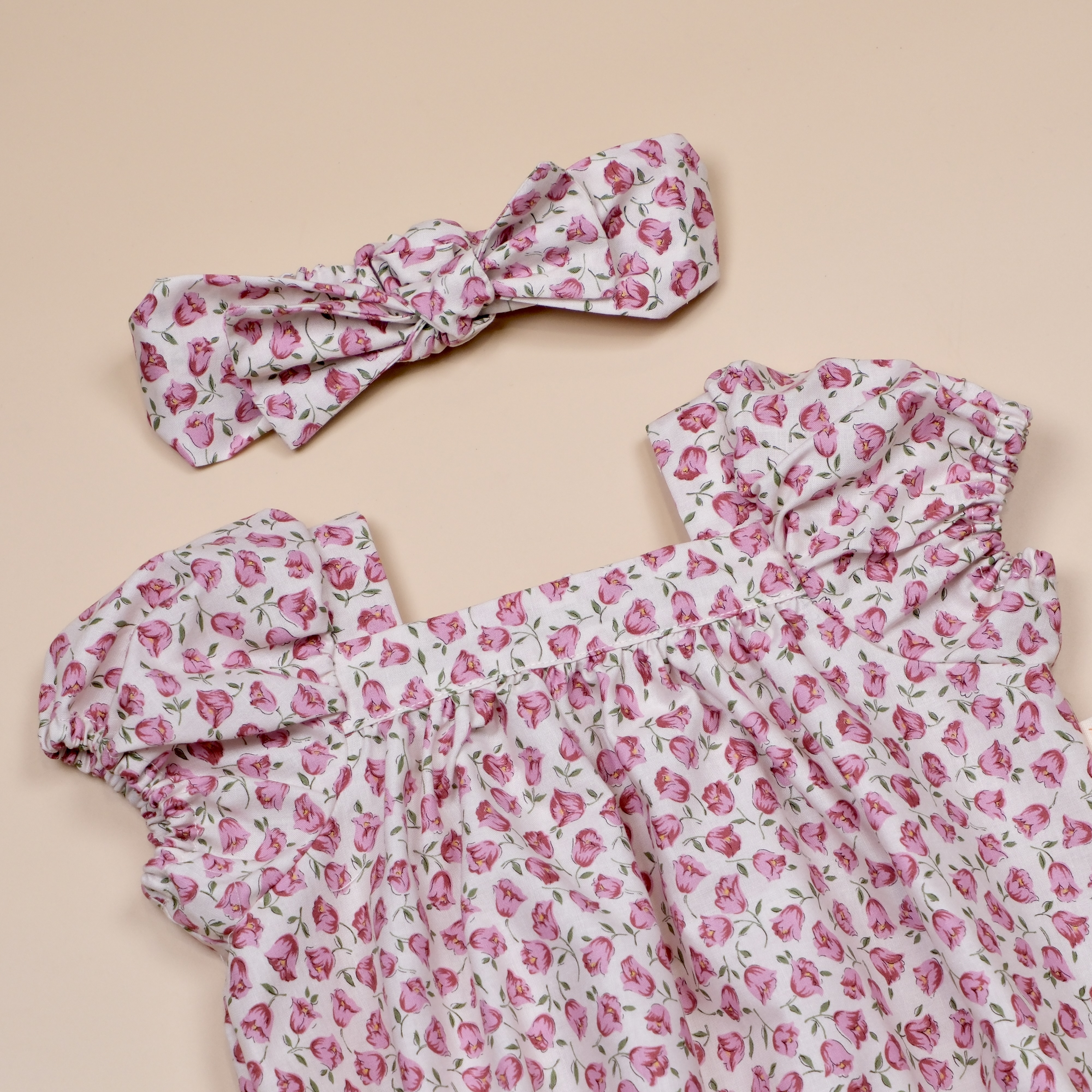 圓夢寶盒系列 ✪ 迷你鬱金香紅 ✪ 手作嬰幼兒包袖包屁衣