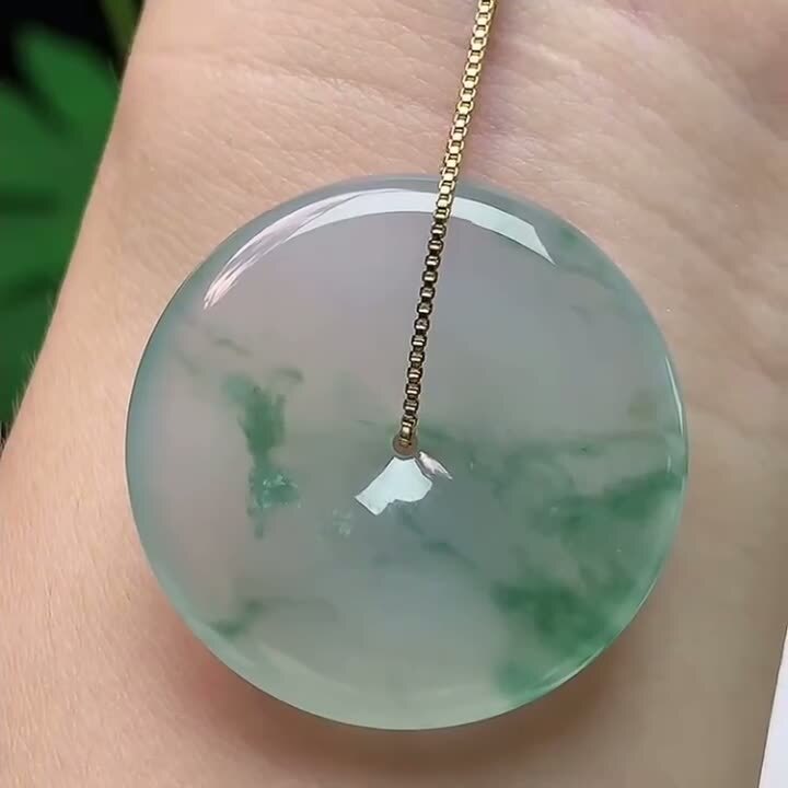 翡翠冰種飄花平安扣 (31.1mm直徑),天然翡翠A玉, 緬甸玉, Jade, Jadeite