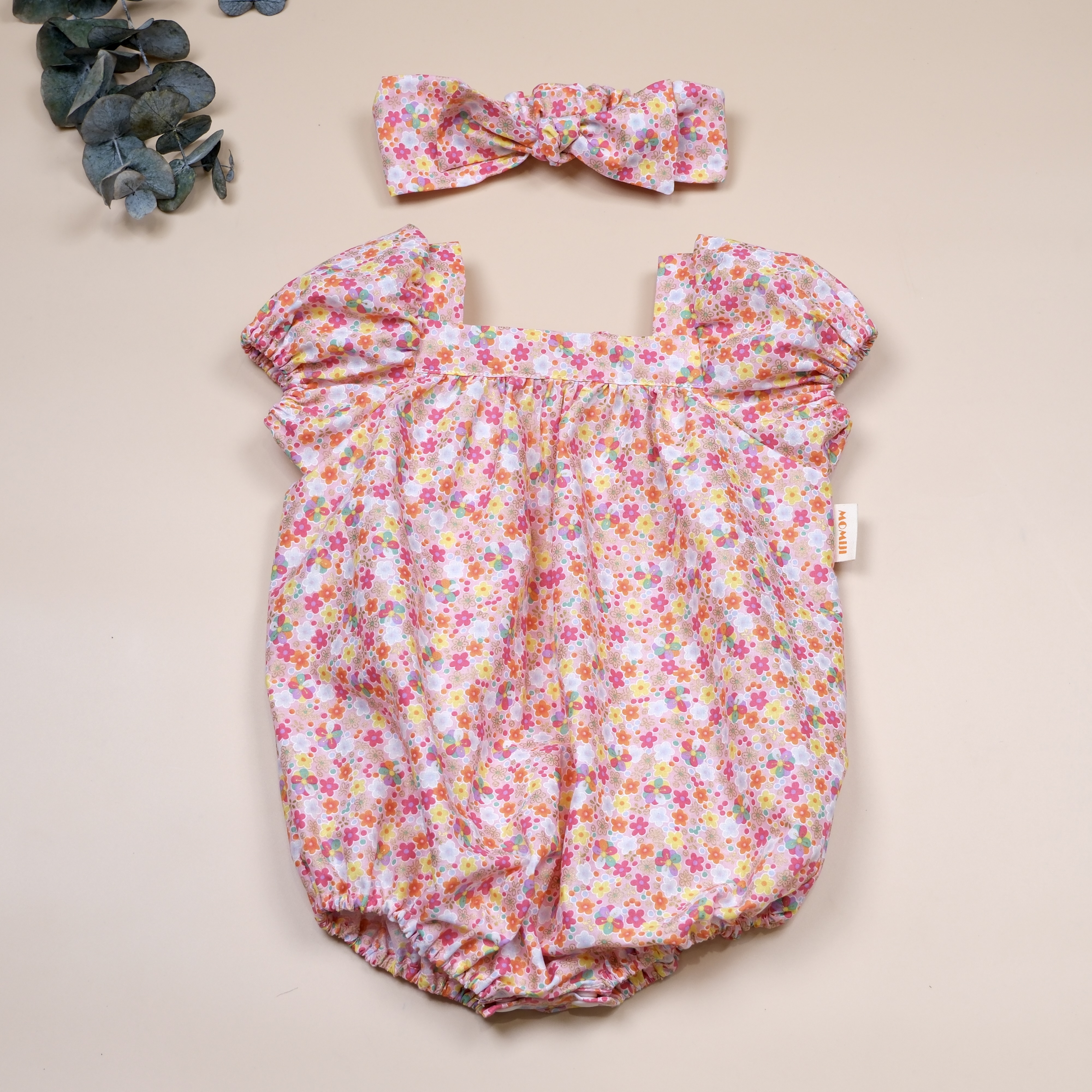 圓夢寶盒系列 ✪ 珠光花卉粉紅 ✪ 手作嬰幼兒包袖包屁衣