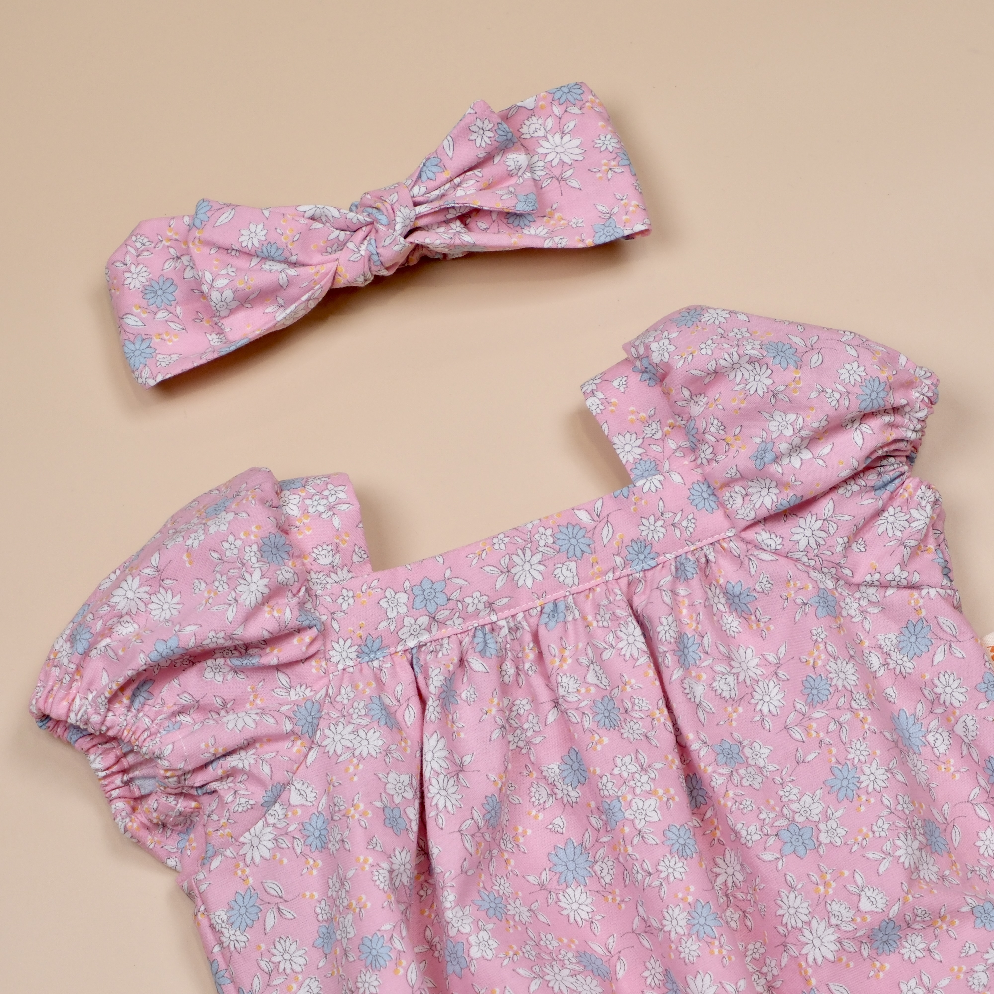 圓夢寶盒系列 ✪ 迷你雛菊粉紅 ✪ 手作嬰幼兒包袖包屁衣