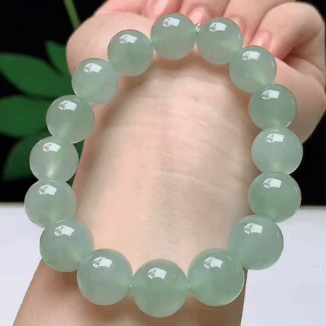 91036 翡翠冰種飄花手串 (12.1mm直徑)