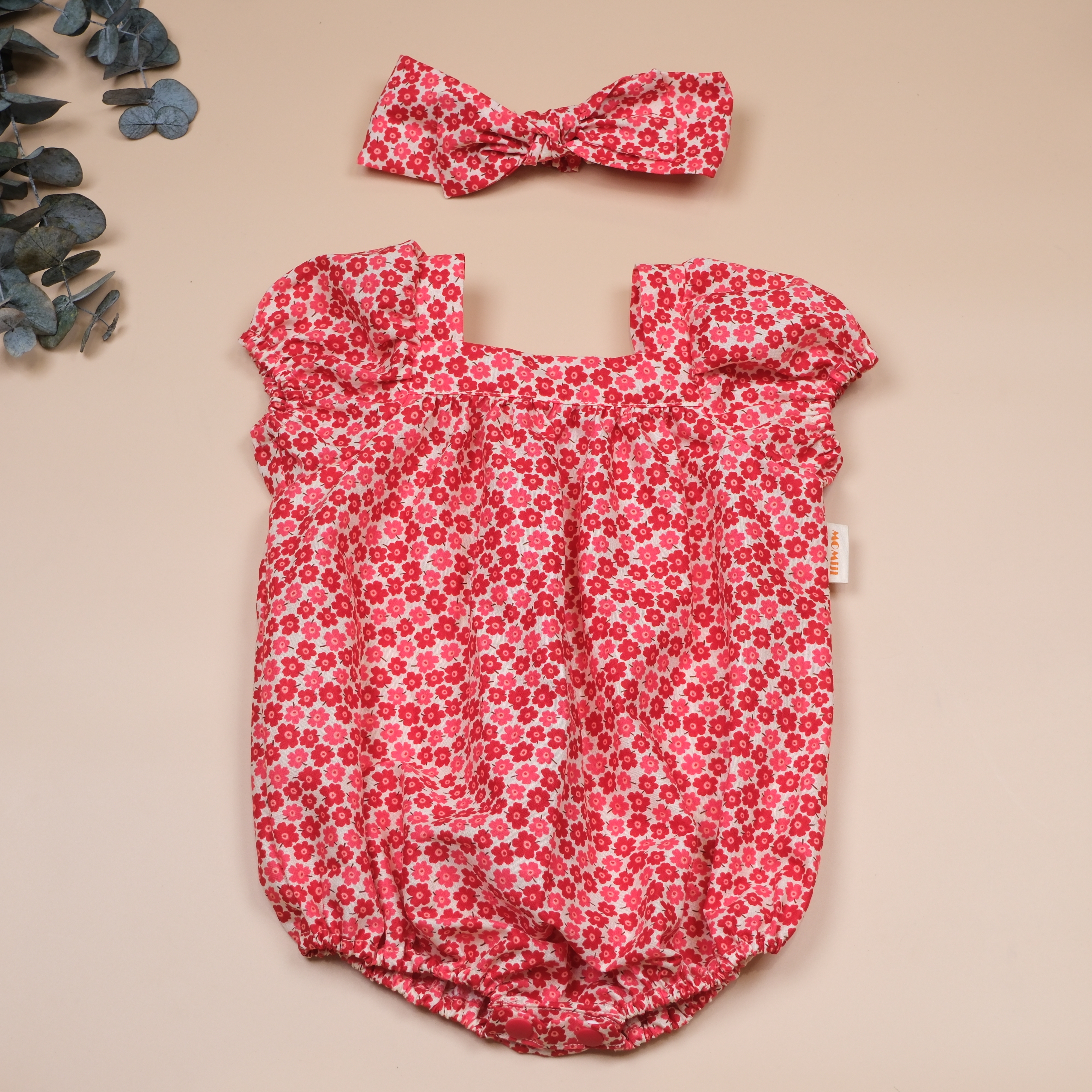 圓夢寶盒系列 ✪ 普普風紅 ✪ 手作嬰幼兒包袖包屁衣