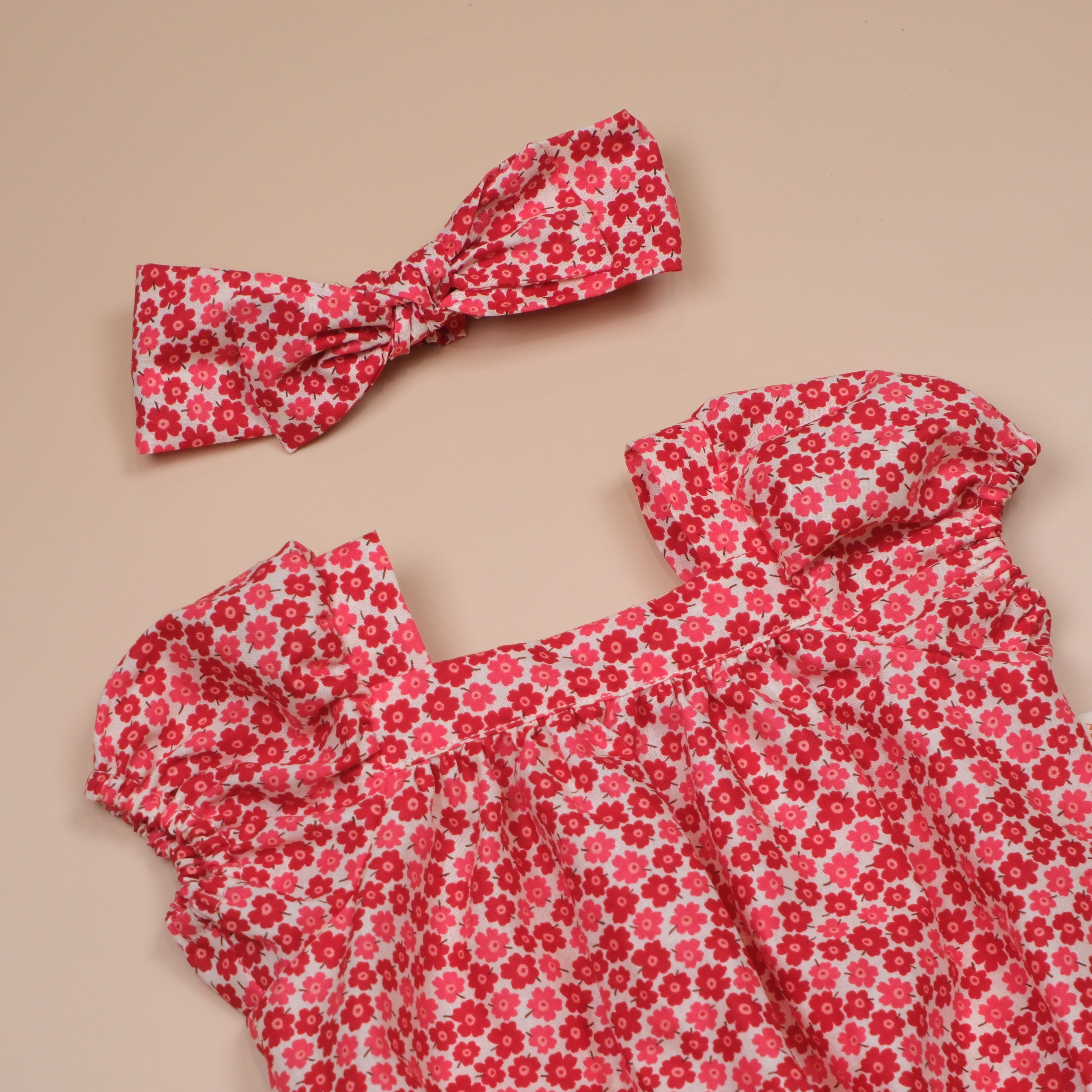 圓夢寶盒系列 ✪ 普普風紅 ✪ 手作嬰幼兒包袖包屁衣