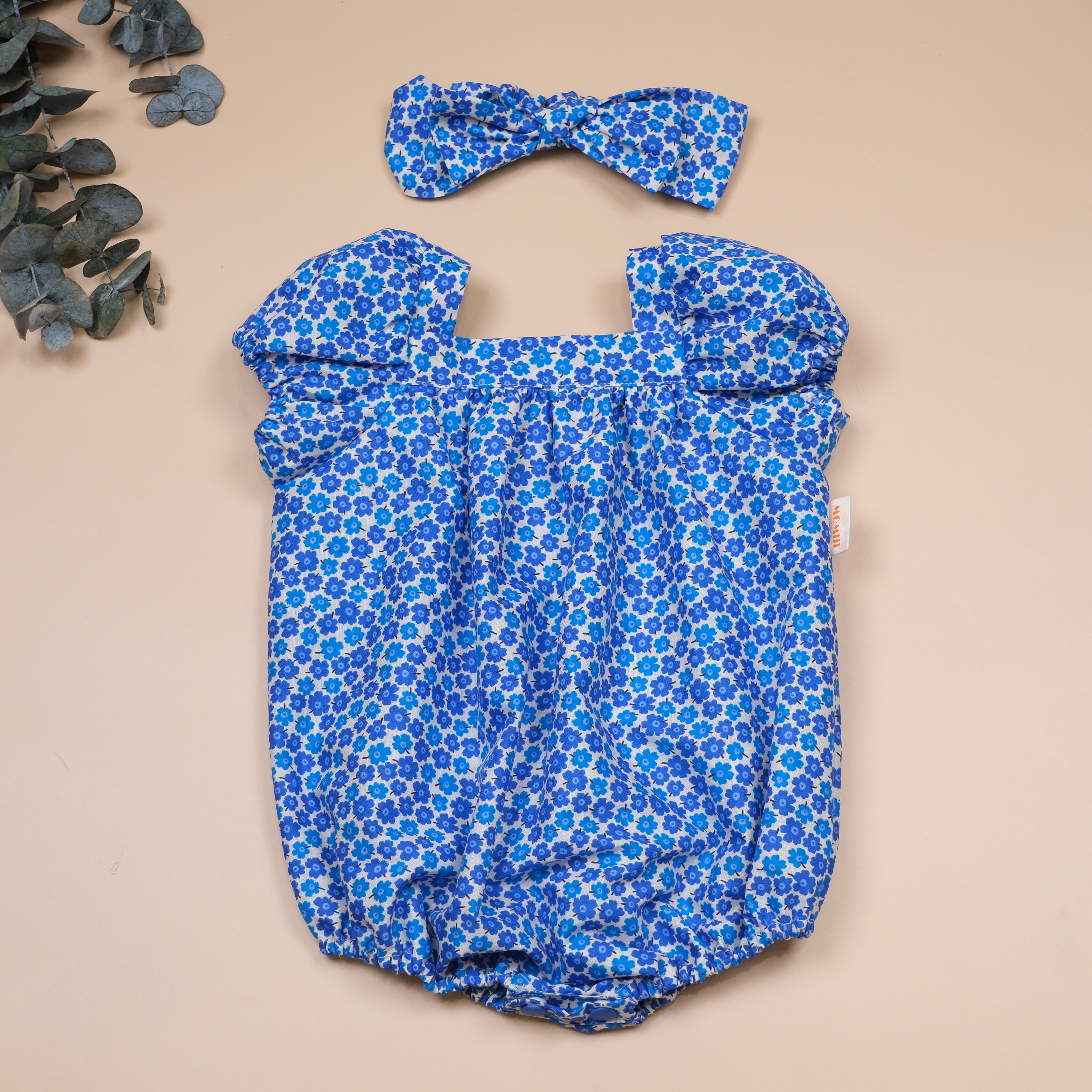 圓夢寶盒系列 ✪ 普普風藍 ✪ 手作嬰幼兒包袖包屁衣