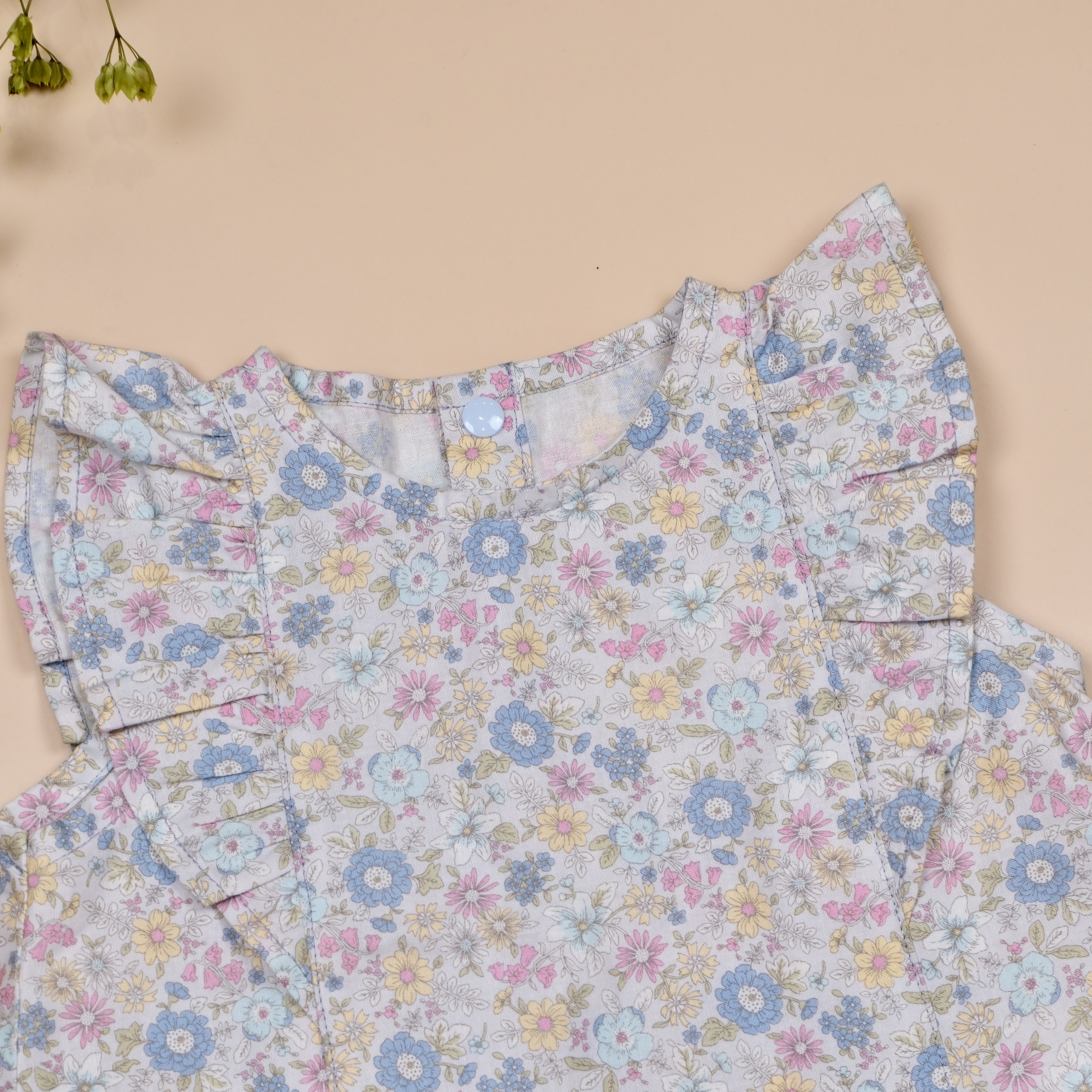 柔霧花園 ◐ 手作女童圓領荷葉邊無袖上衣