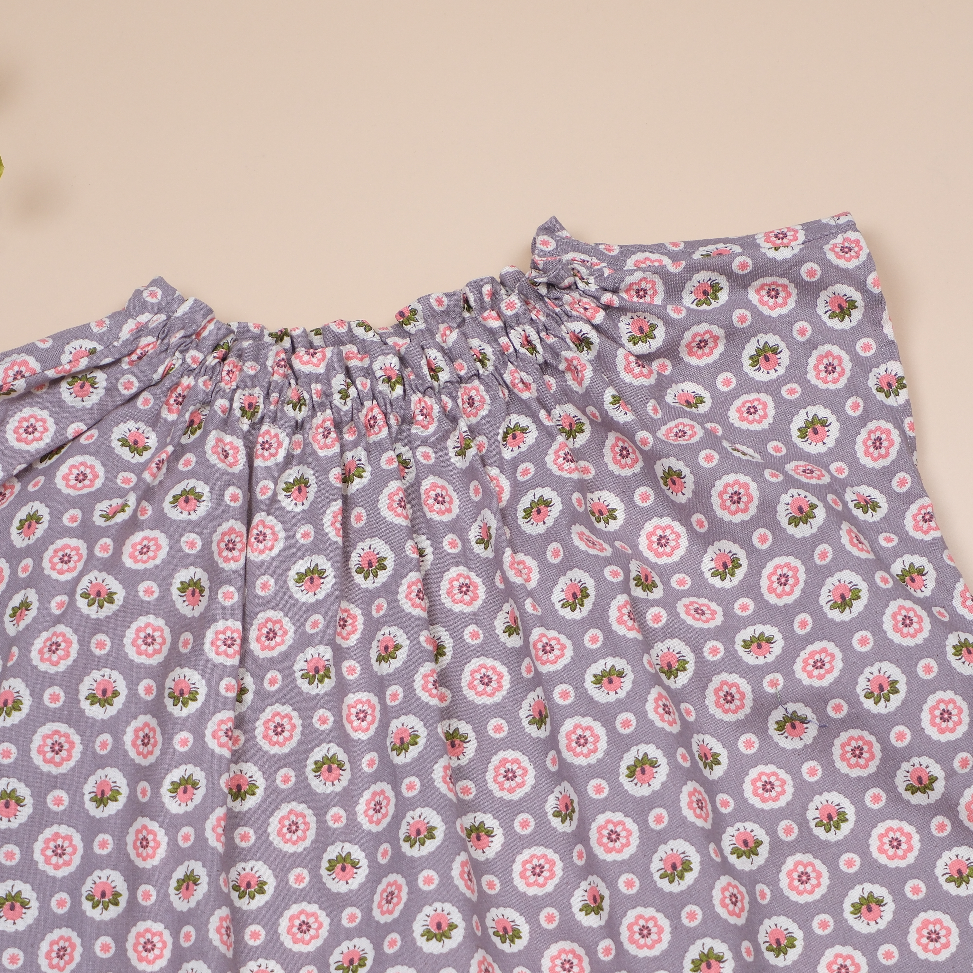 復古花卉 ▣ 灰色 ▣ 手作女童無袖洋裝