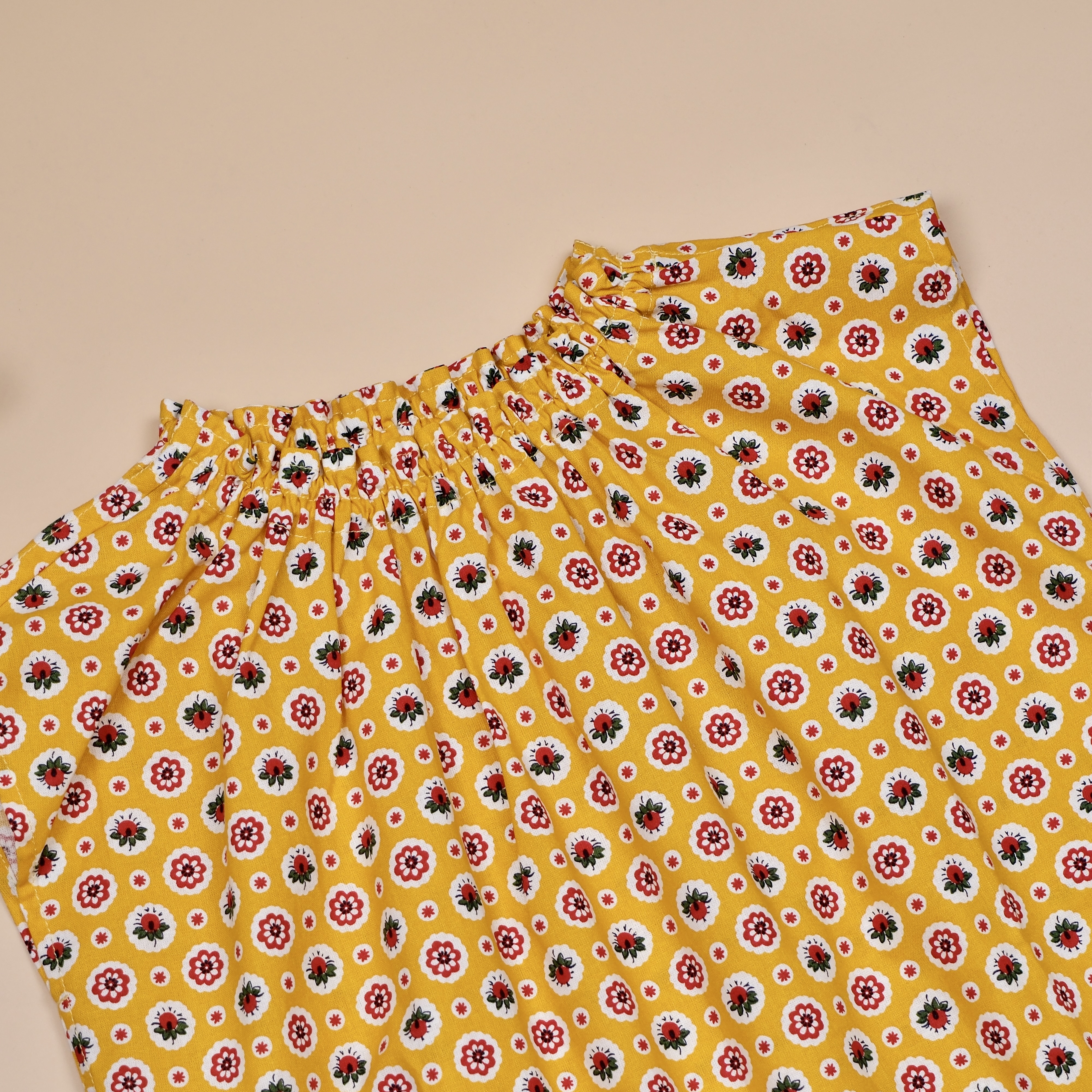 復古花卉 ▣ 黃色 ▣ 手作女童無袖洋裝