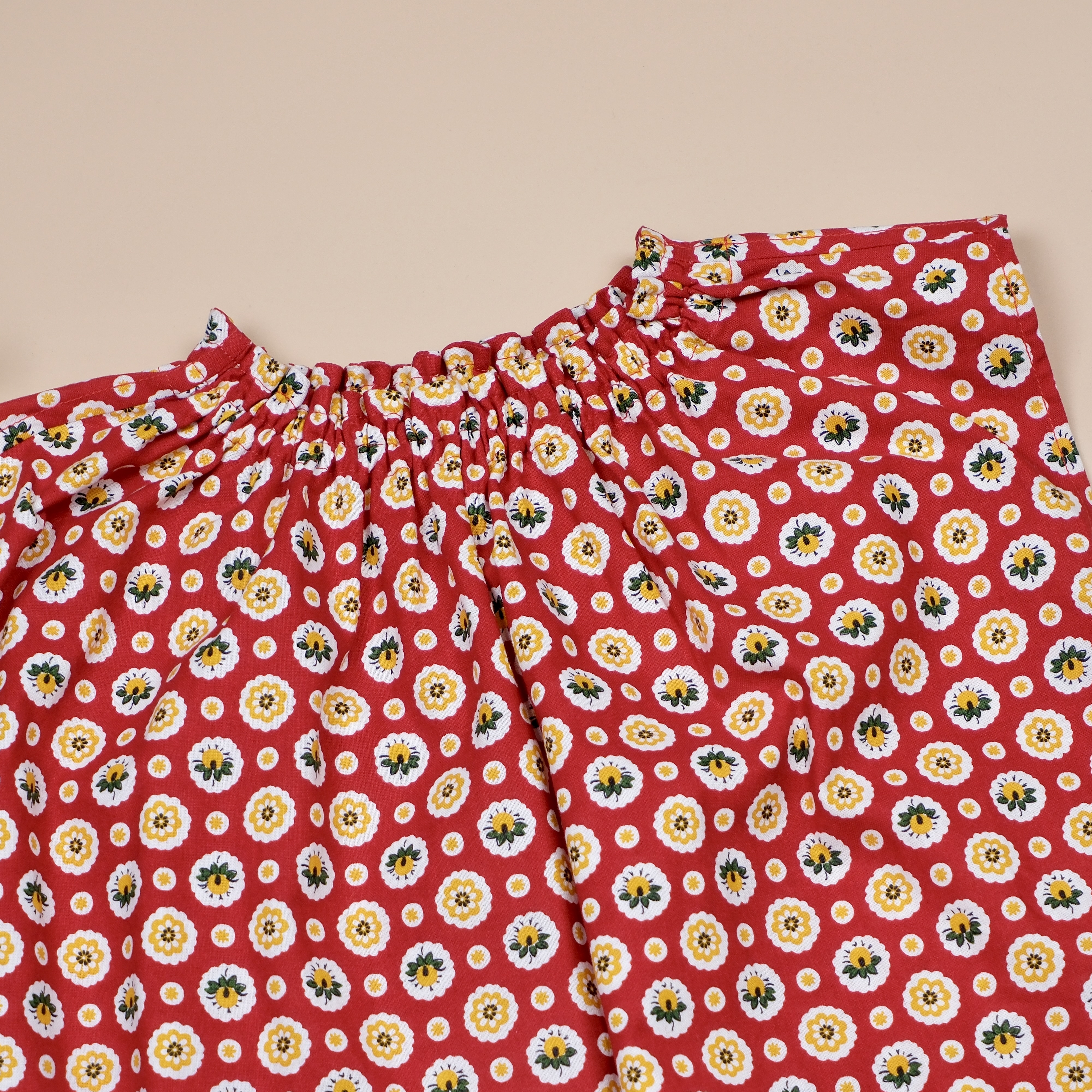 復古花卉 ▣ 紅色 ▣ 手作女童無袖洋裝