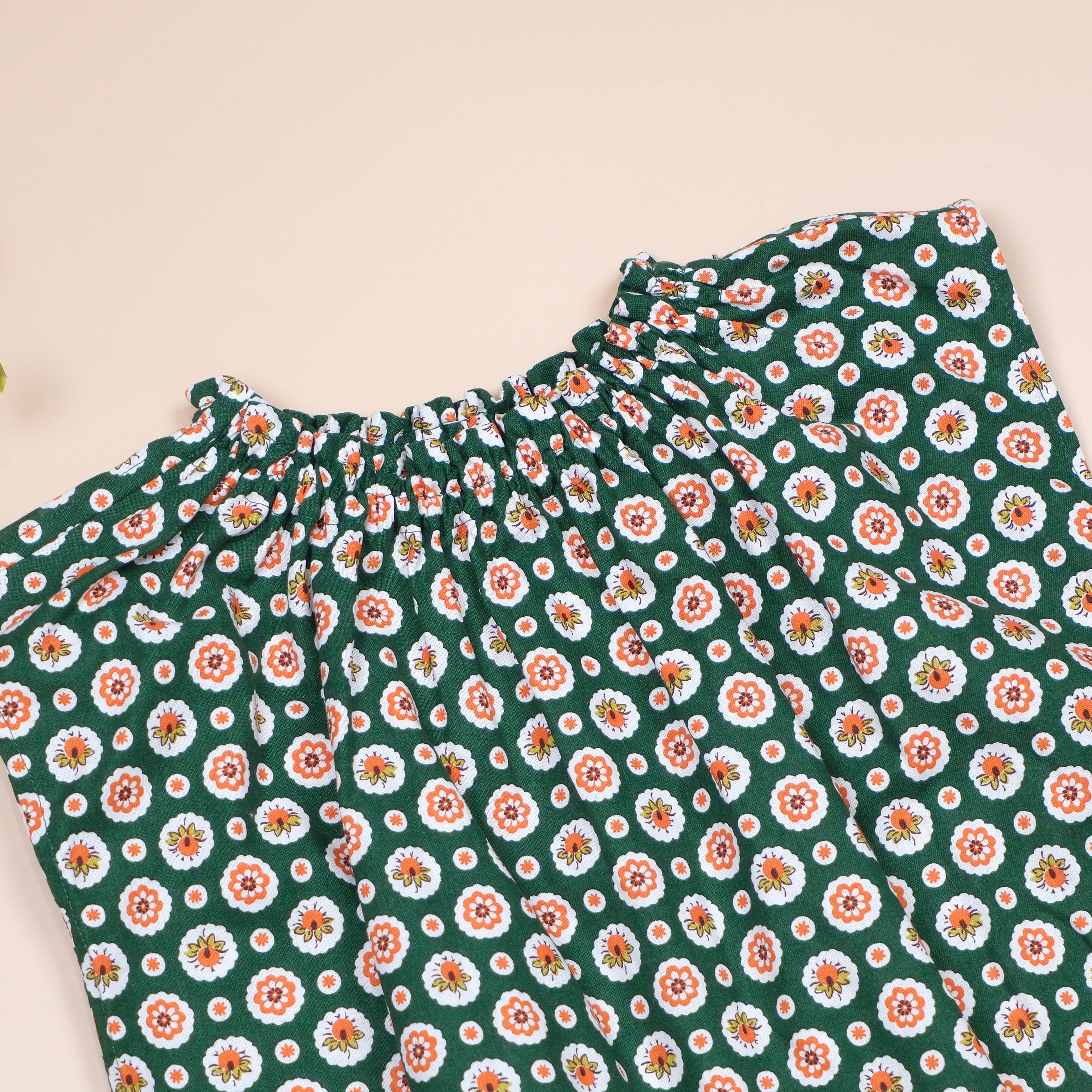 復古花卉 ▣ 英國綠 ▣ 手作女童無袖洋裝