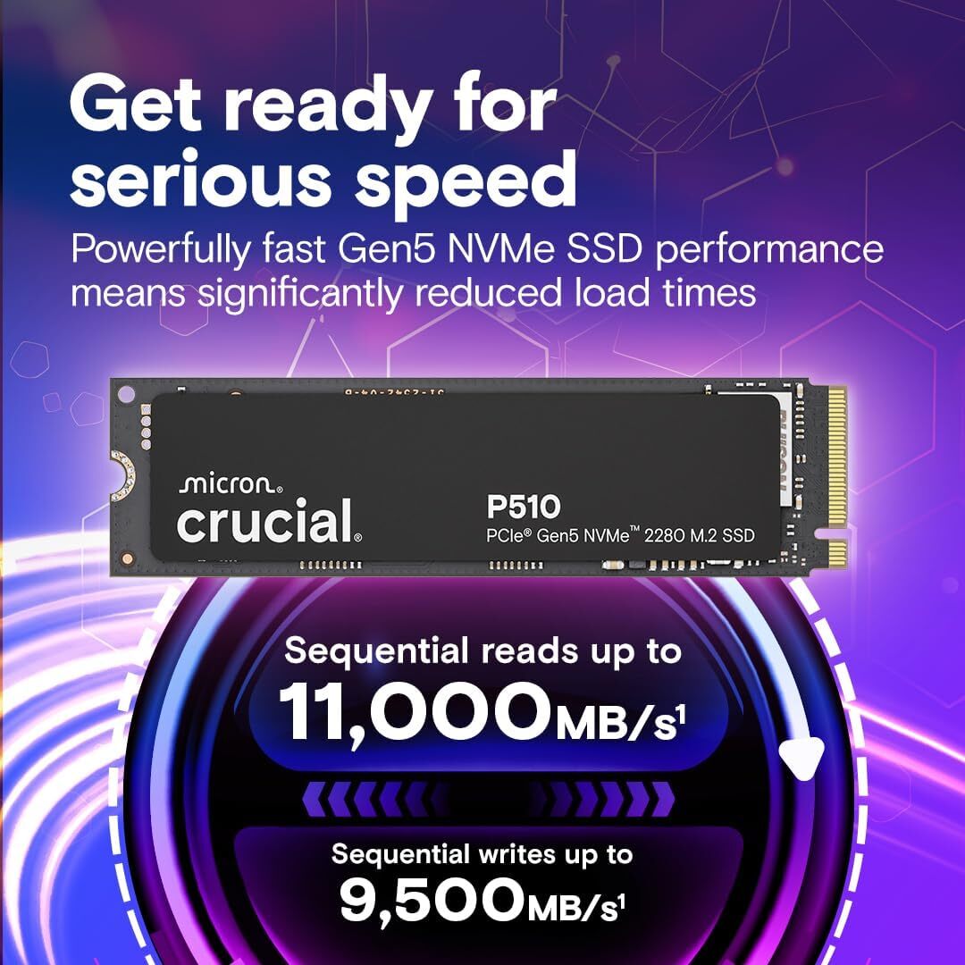Crucial P510 PCle Gen5 NVMe 2280 M.2 SSD