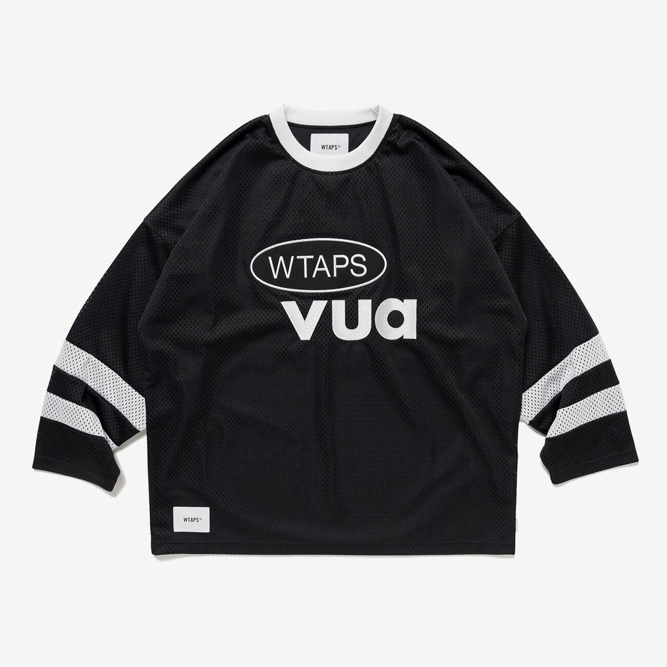 -(B3d02)-WTAPS NETMINDER / LS / POLY 冰球衫 刺繡貼花圖案 黑色-252ATDT-CSM21