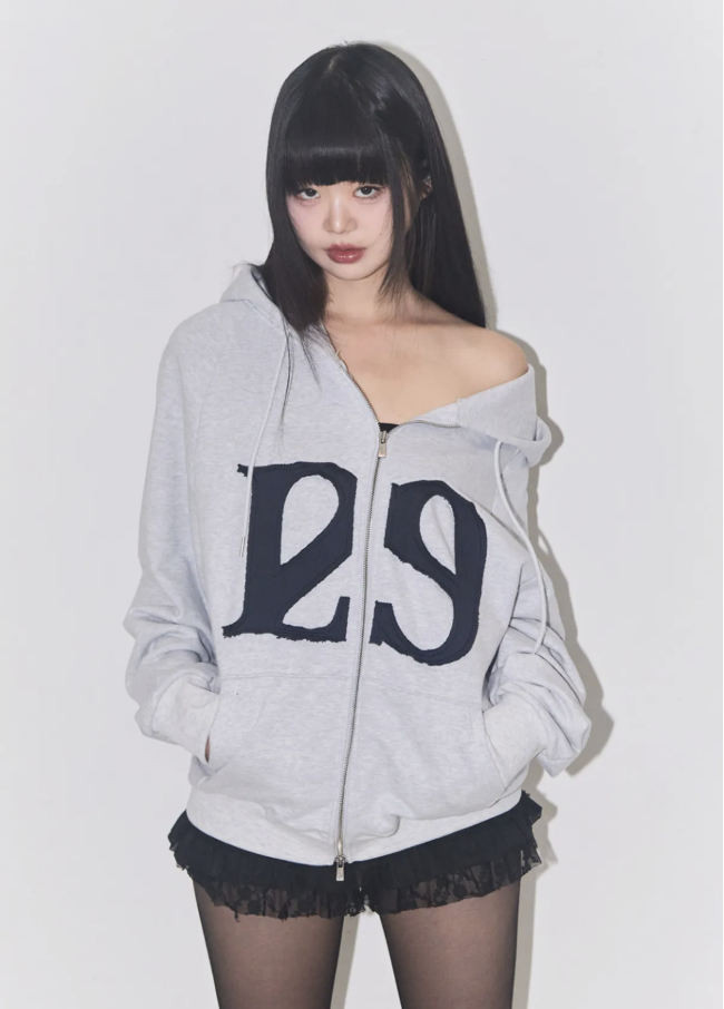 ILLIGO) MARK同款！129 LOGO PATCH HOODIE ZIP UP - 6col