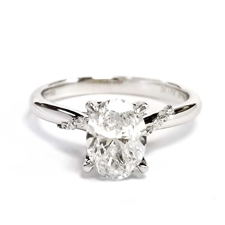 PT950鉑金 1卡實驗室培育橢圓形鑽石戒指