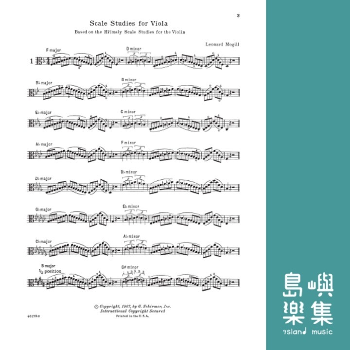 Scale Studies for Viola | Schirmer Library of Classics Volume 1860 | Viola Method