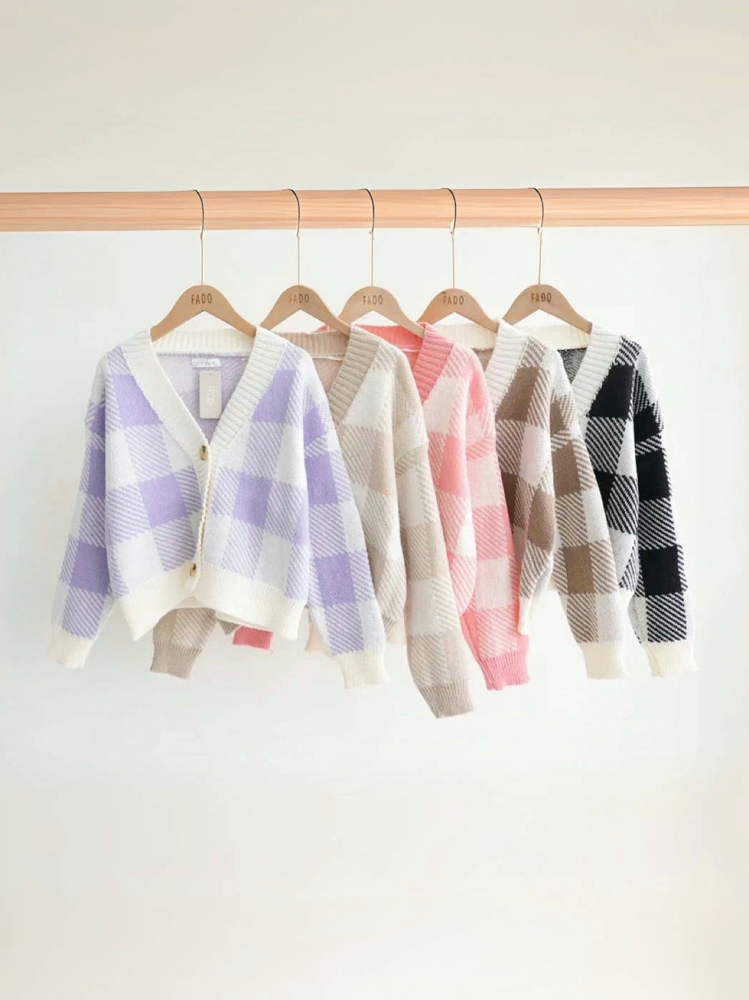 法朵Fado shop｜三釦格紋針織外套 8122017 五色