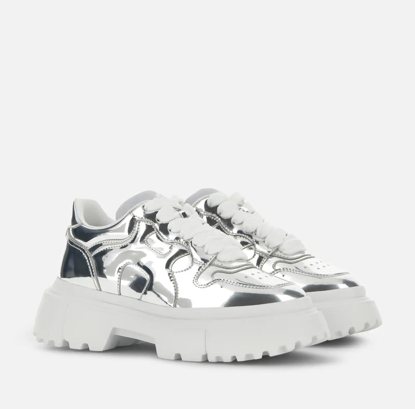 Hogan Lace-ups H619 sneakers silver mirror
