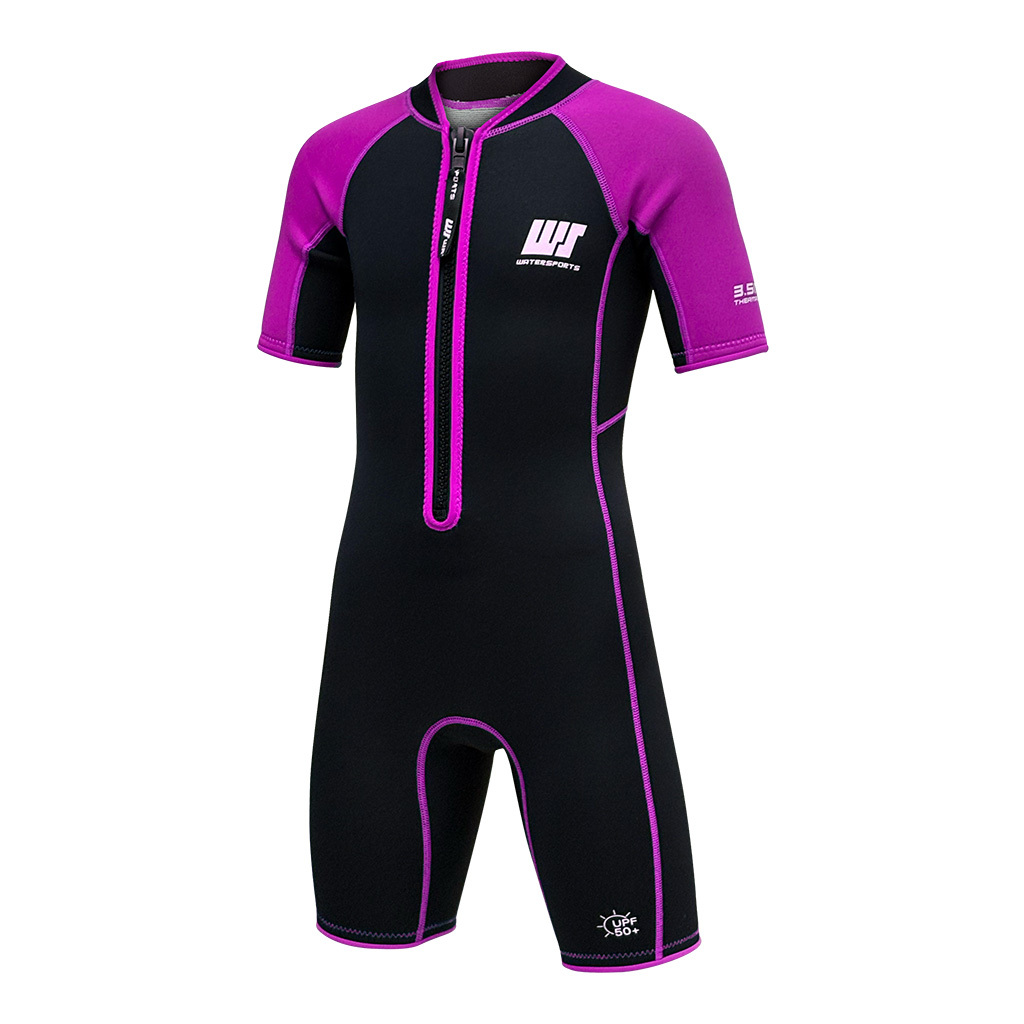 3.5mm 兒童 SCR 絨毛內裡游泳連身保暖衣 - 粉紅