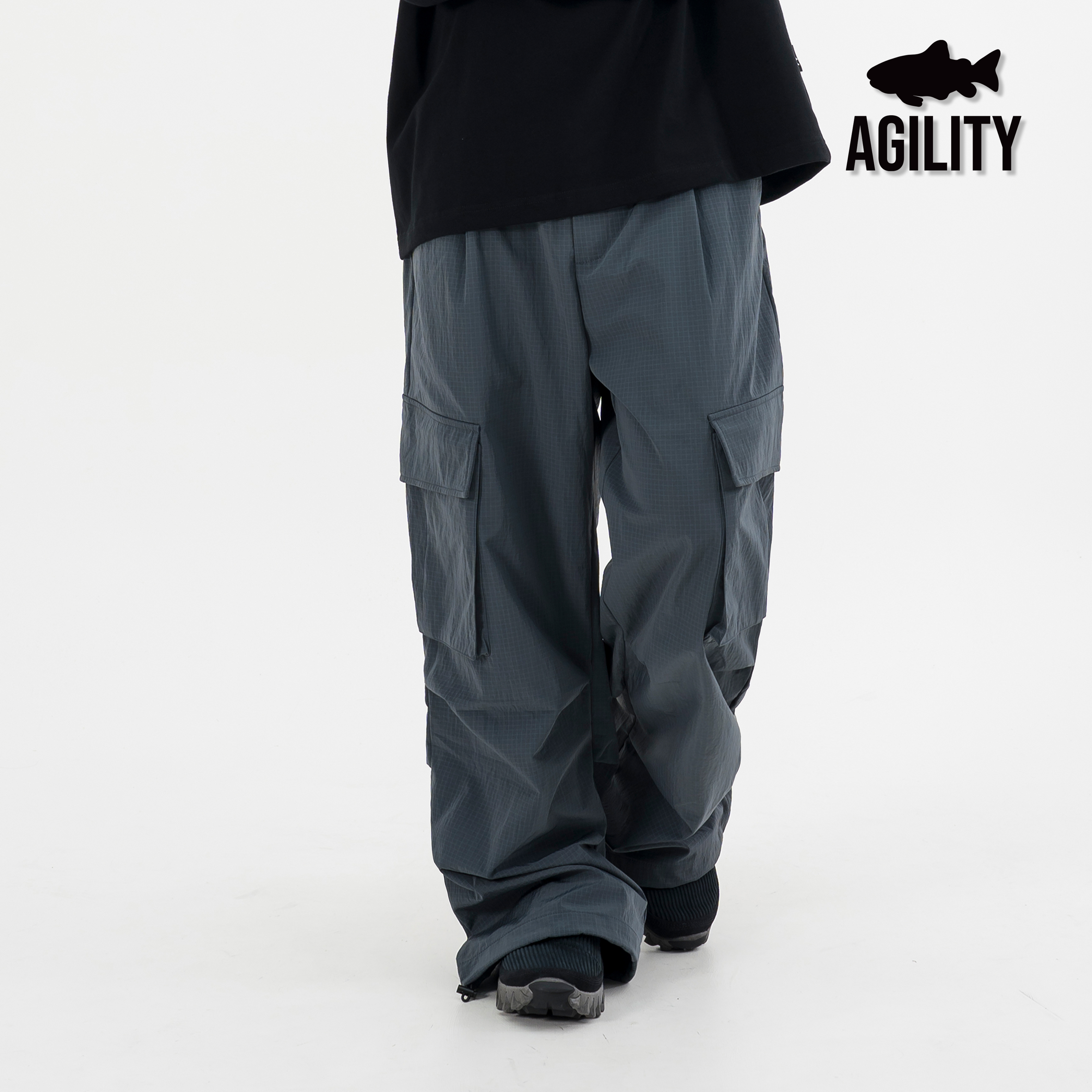 AGILITY Metallic BootCut Cargo Pants 金屬尼龍 六口袋 喇叭長褲 [PF75]