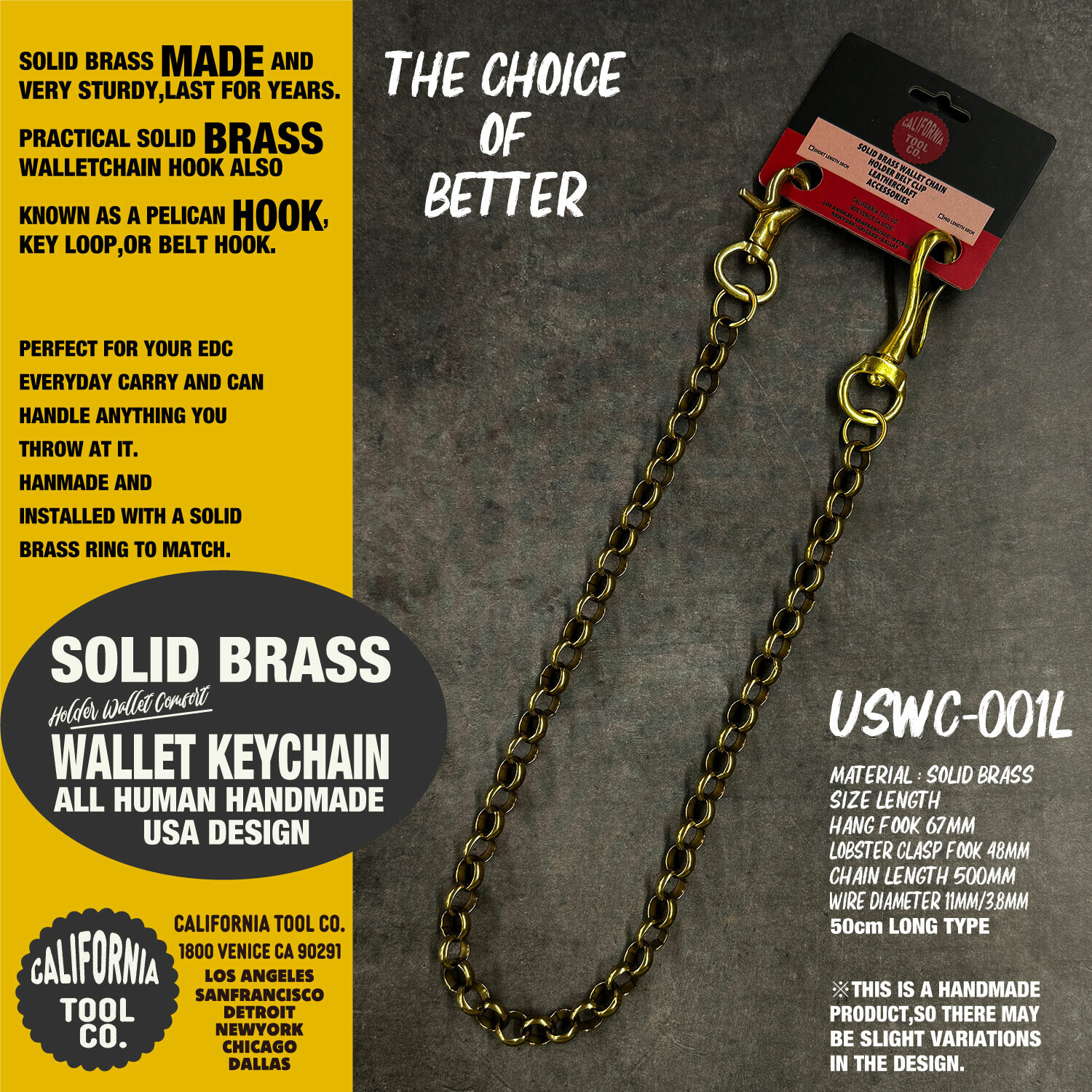 【ROCKWOOD】實心黃銅皮夾腰鏈