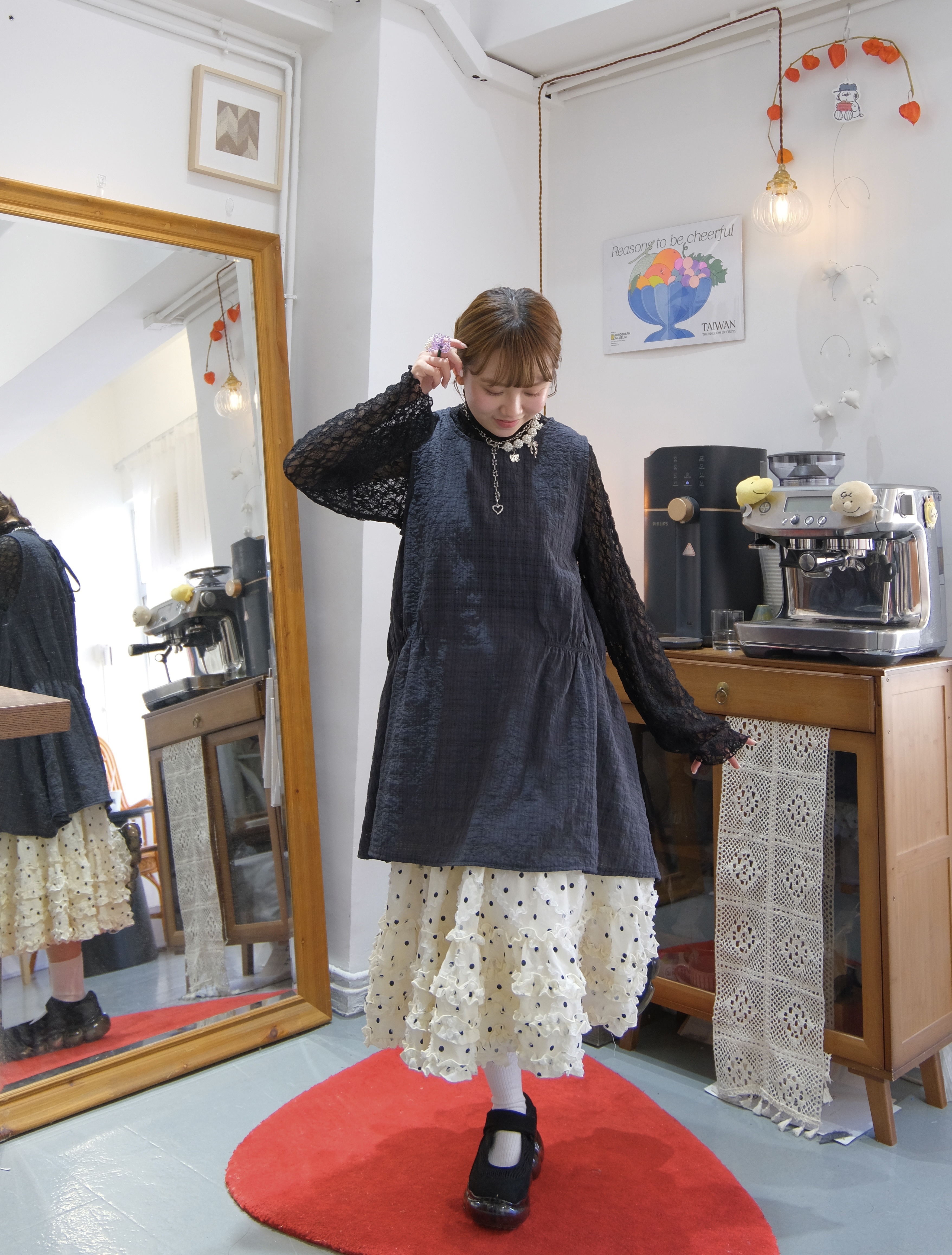 泡泡暗格紋中長Layer