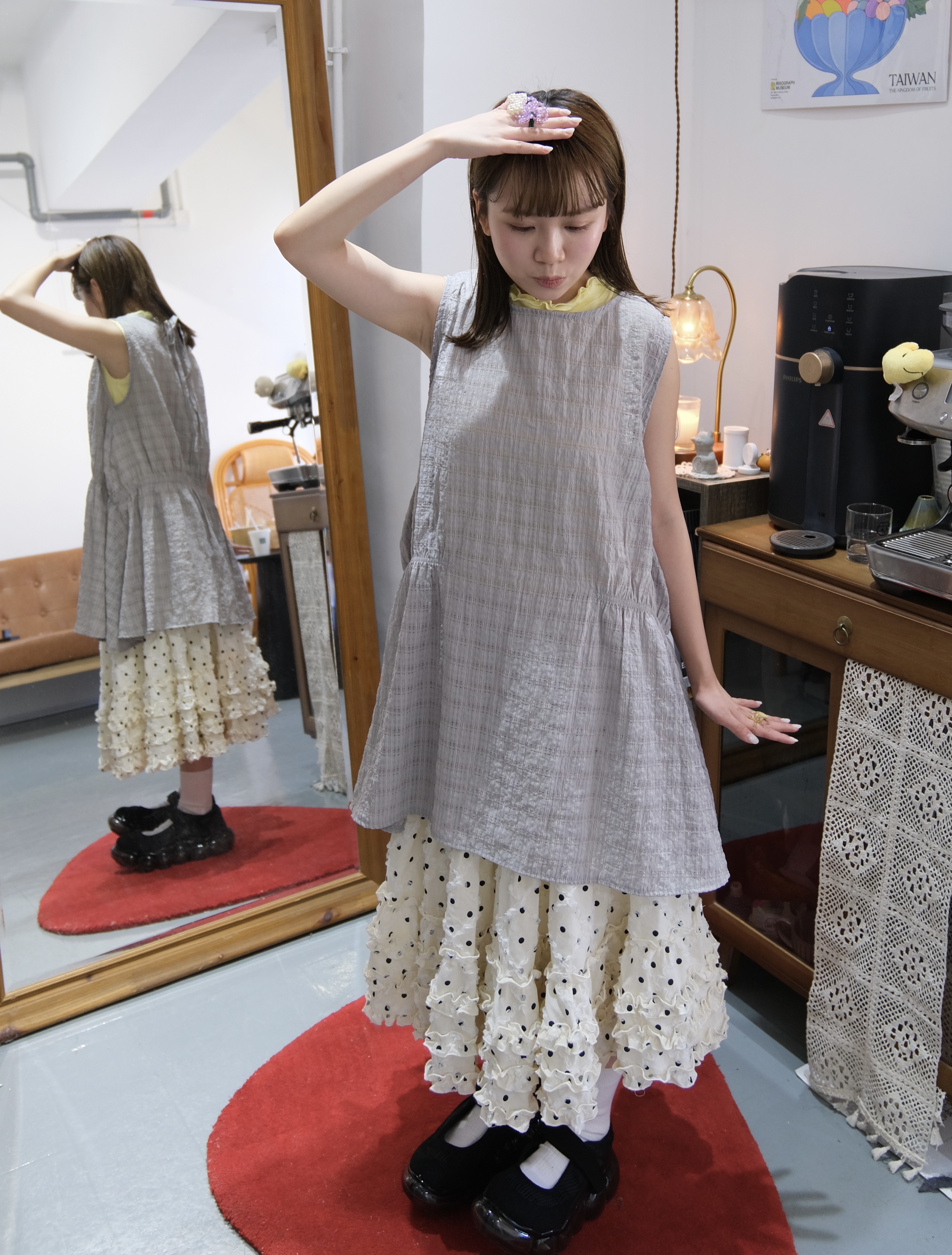 泡泡暗格紋中長Layer