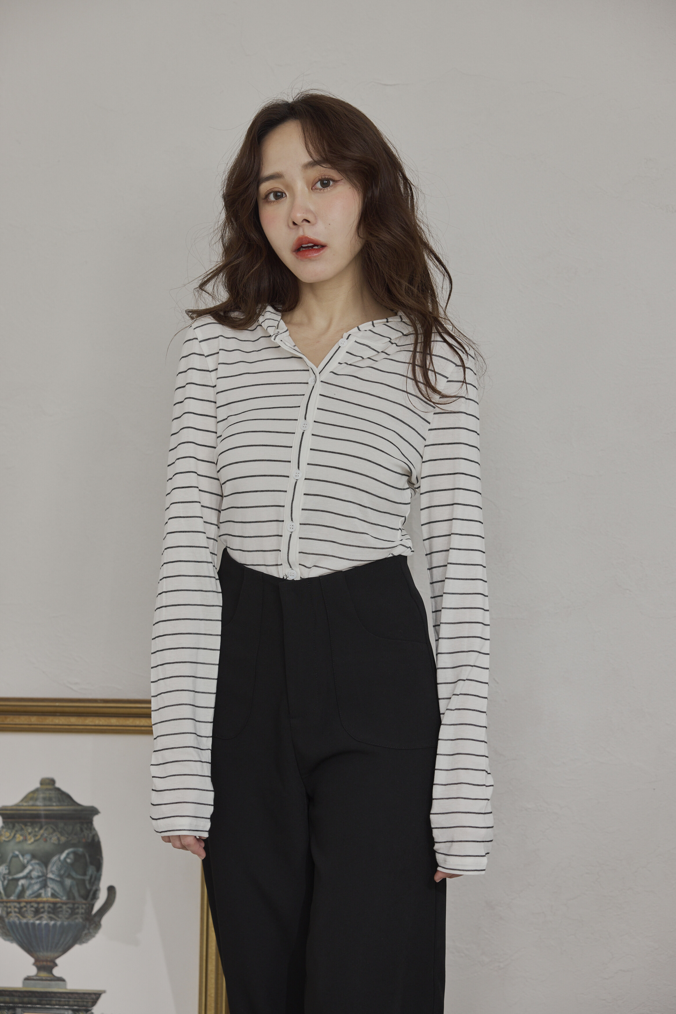 極軟冰絲條紋輕盈上衣