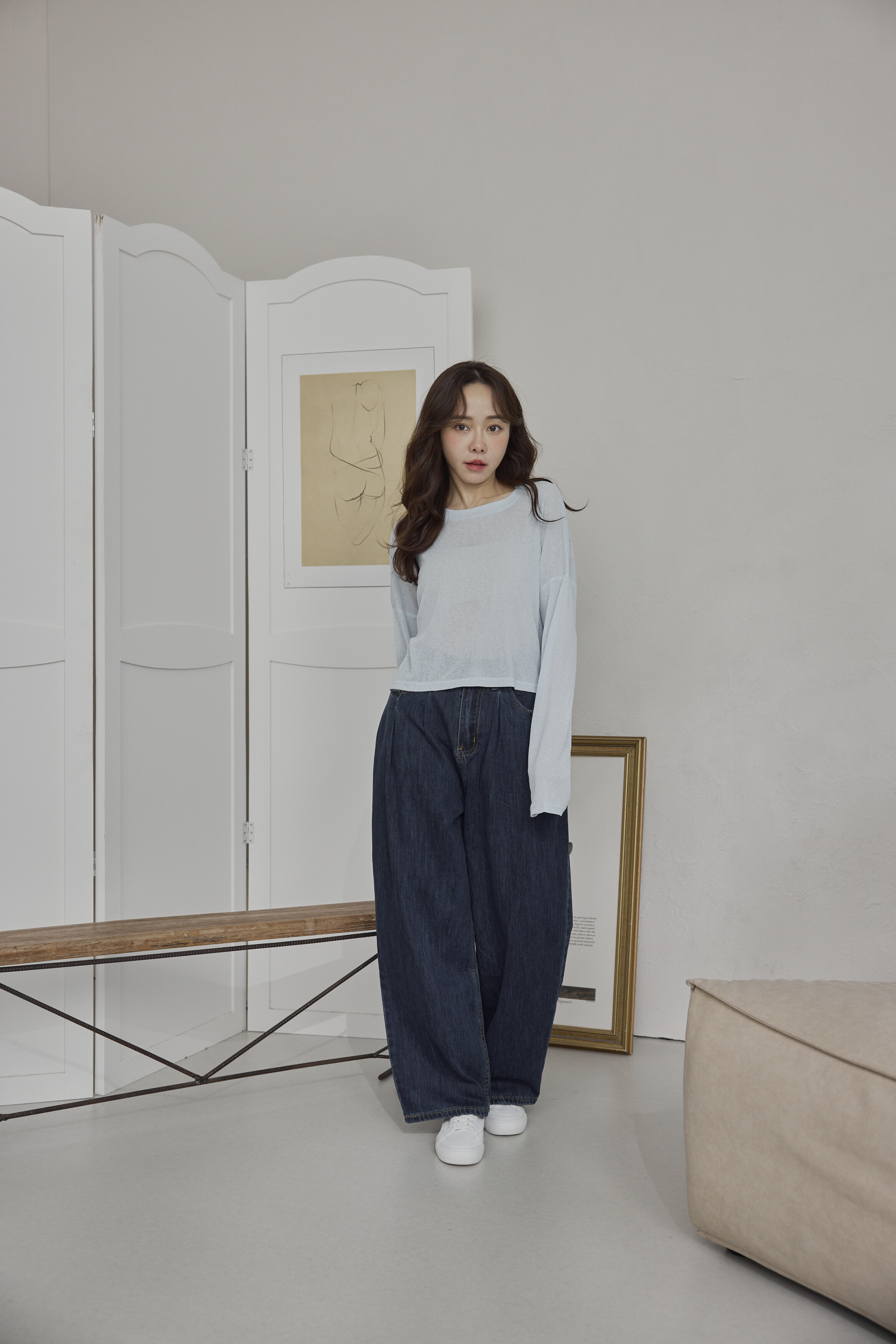 輕盈清爽透膚上衣（蘇打藍）