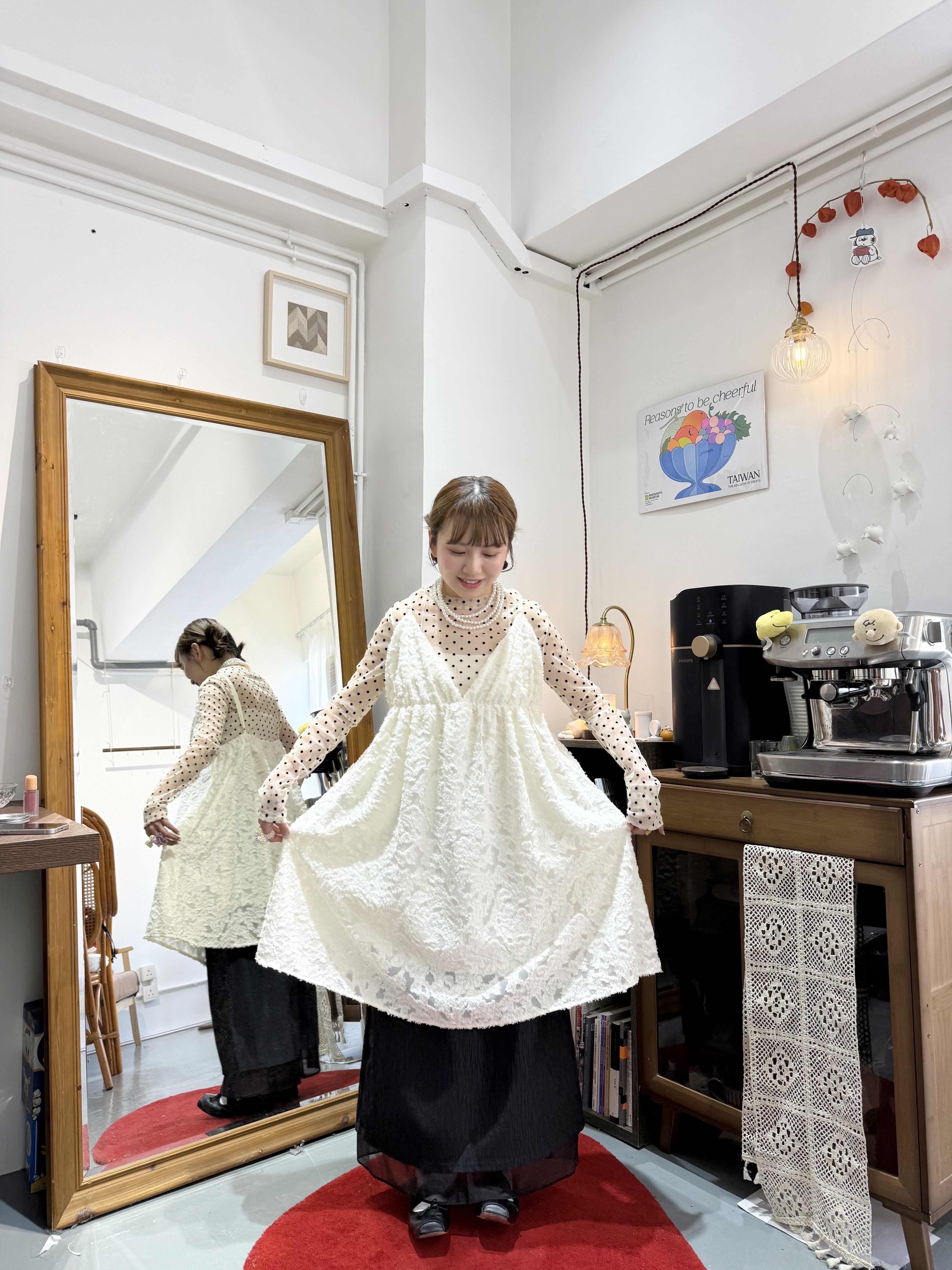 堤花小V領中長layer