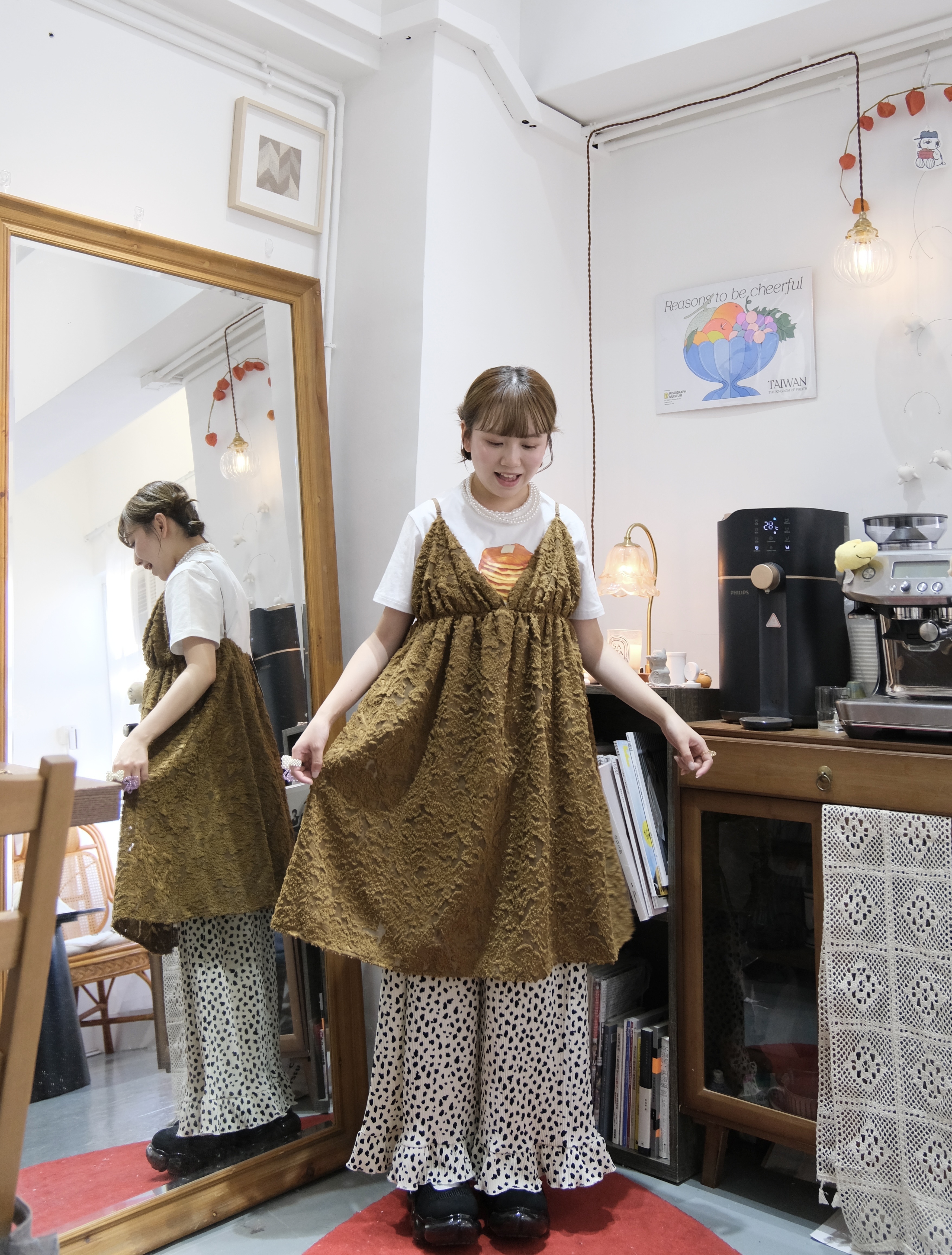 堤花小V領中長layer