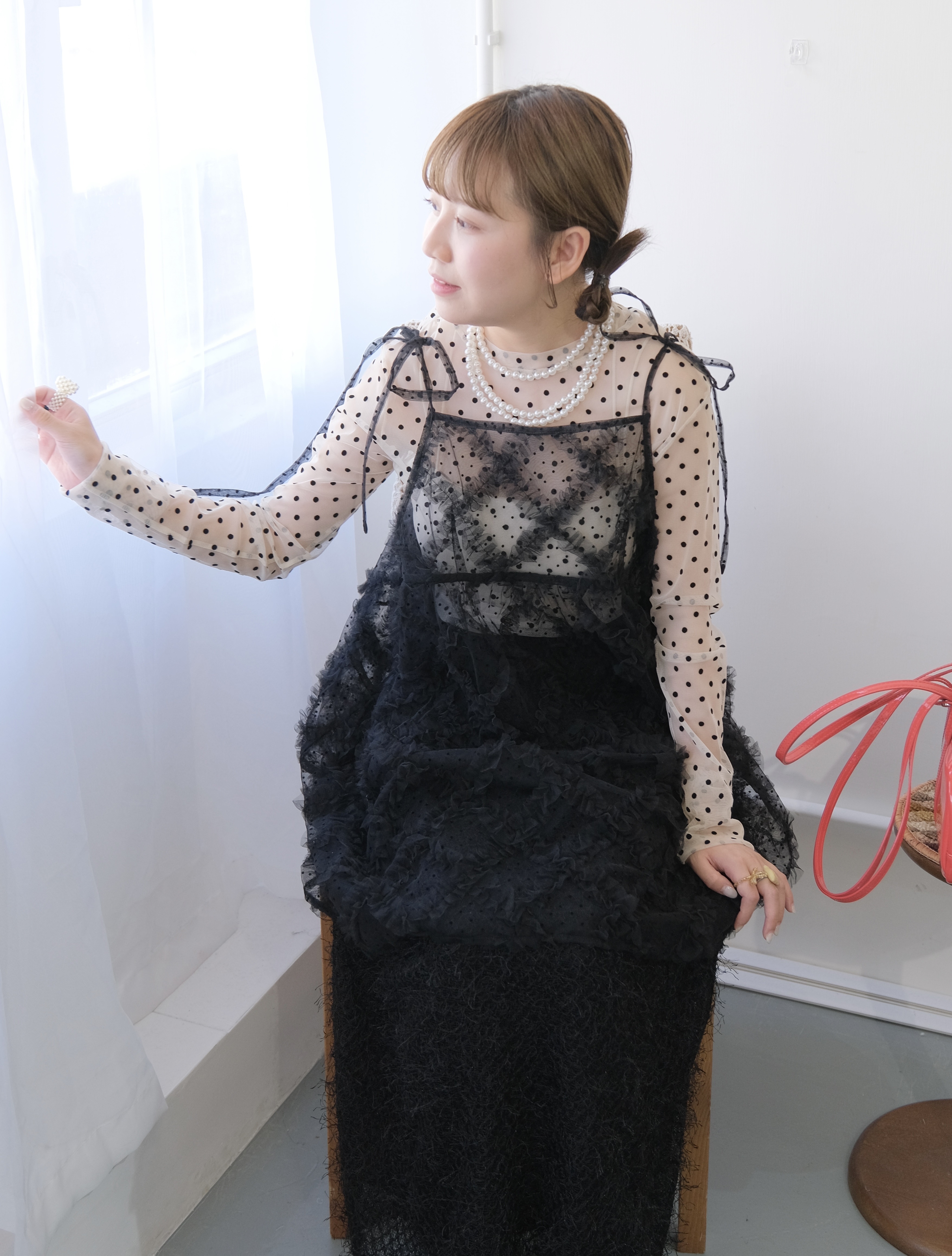 日系絨面波點Top