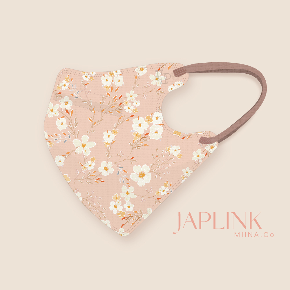JAPLINK MASK 立體口罩【 HEPA 設計款 】蜜橙梨花
