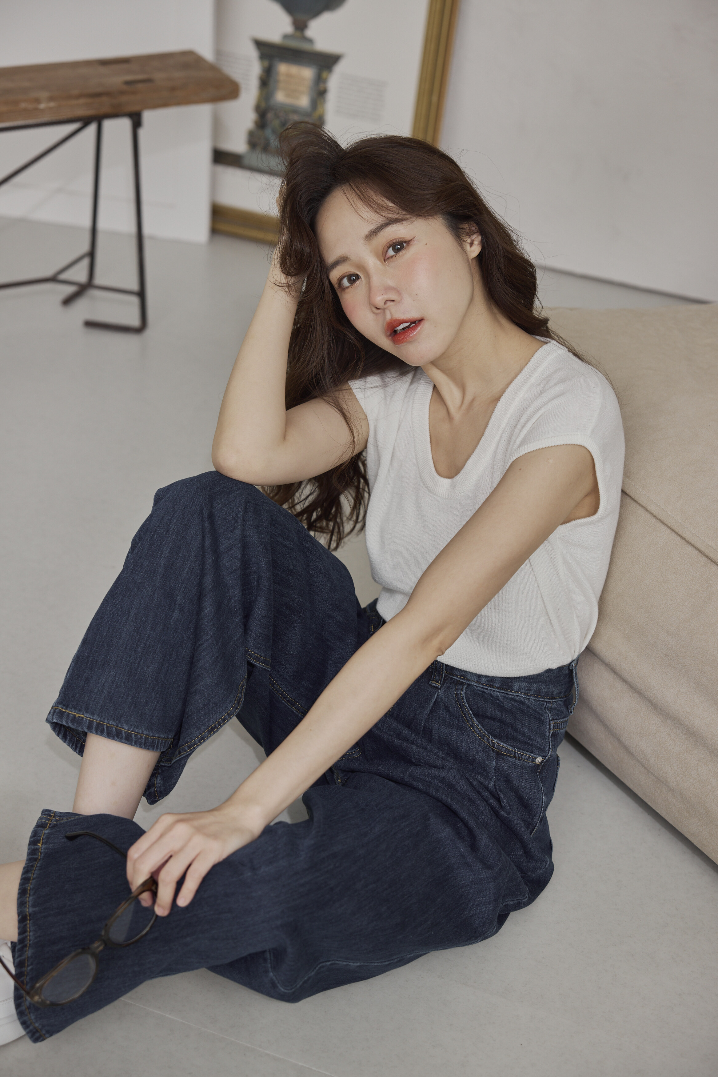 柔感U領針織上衣