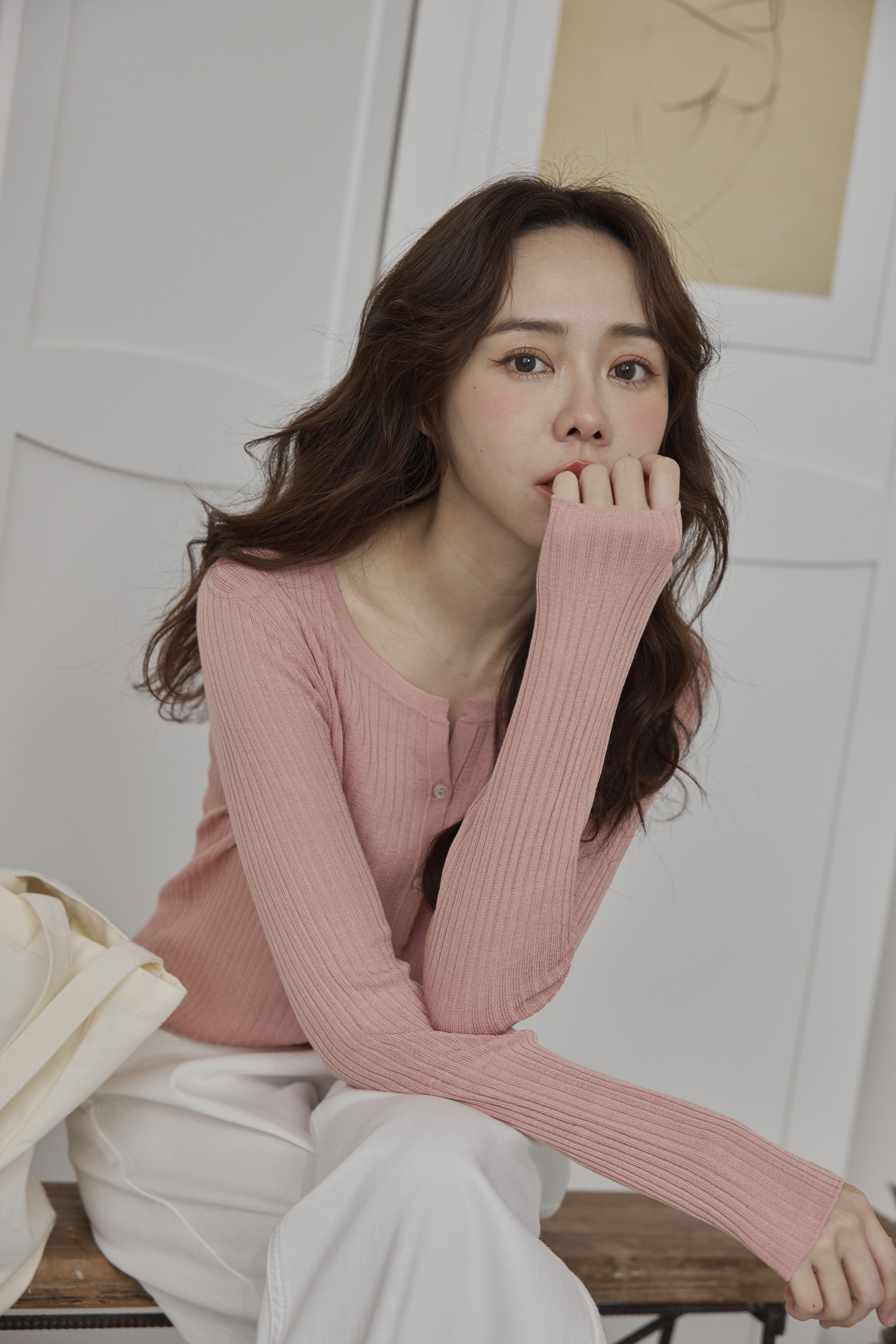 優雅開襟針織（櫻花粉）