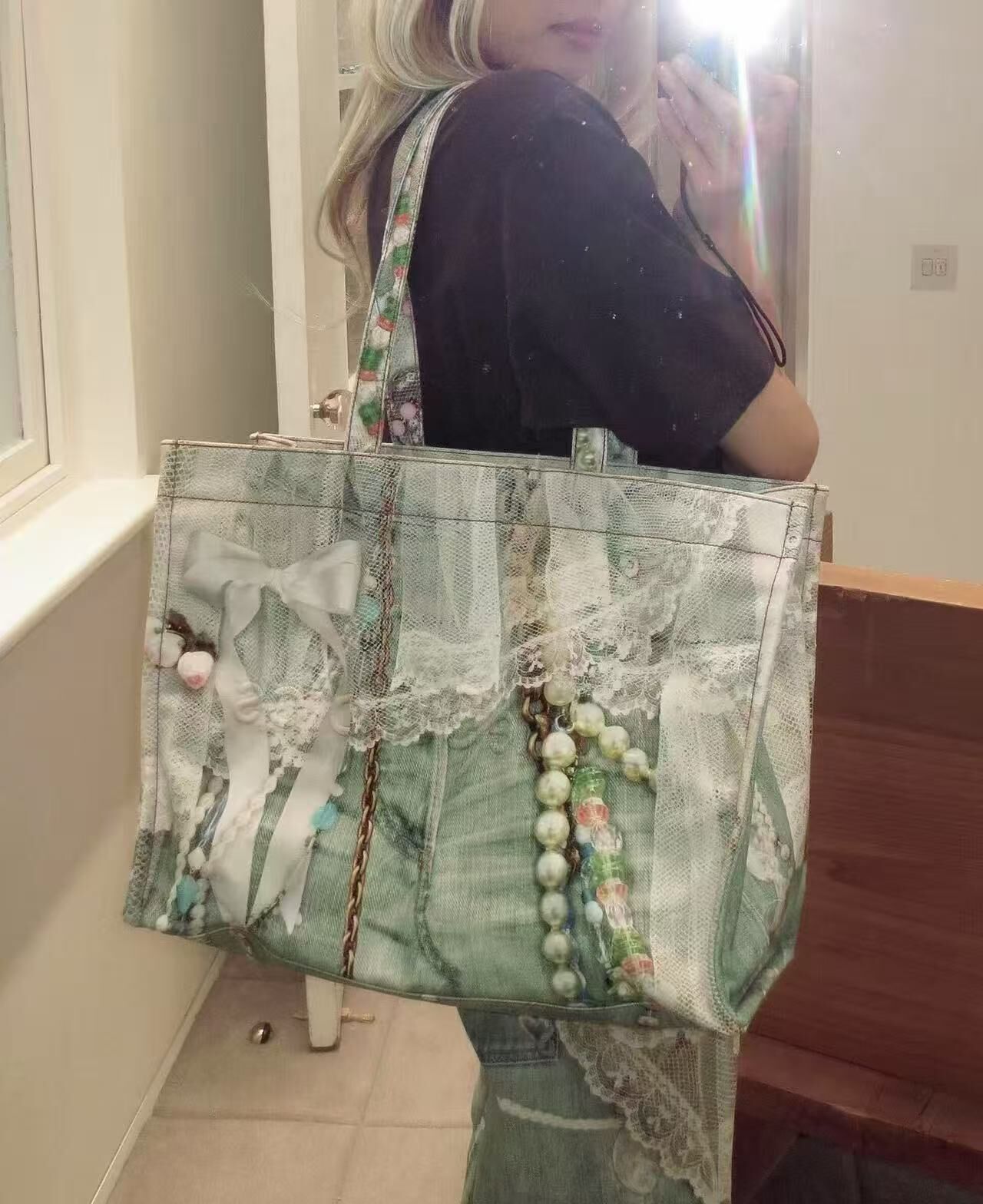 Acne studios 蕾絲3D打印托特包 -T