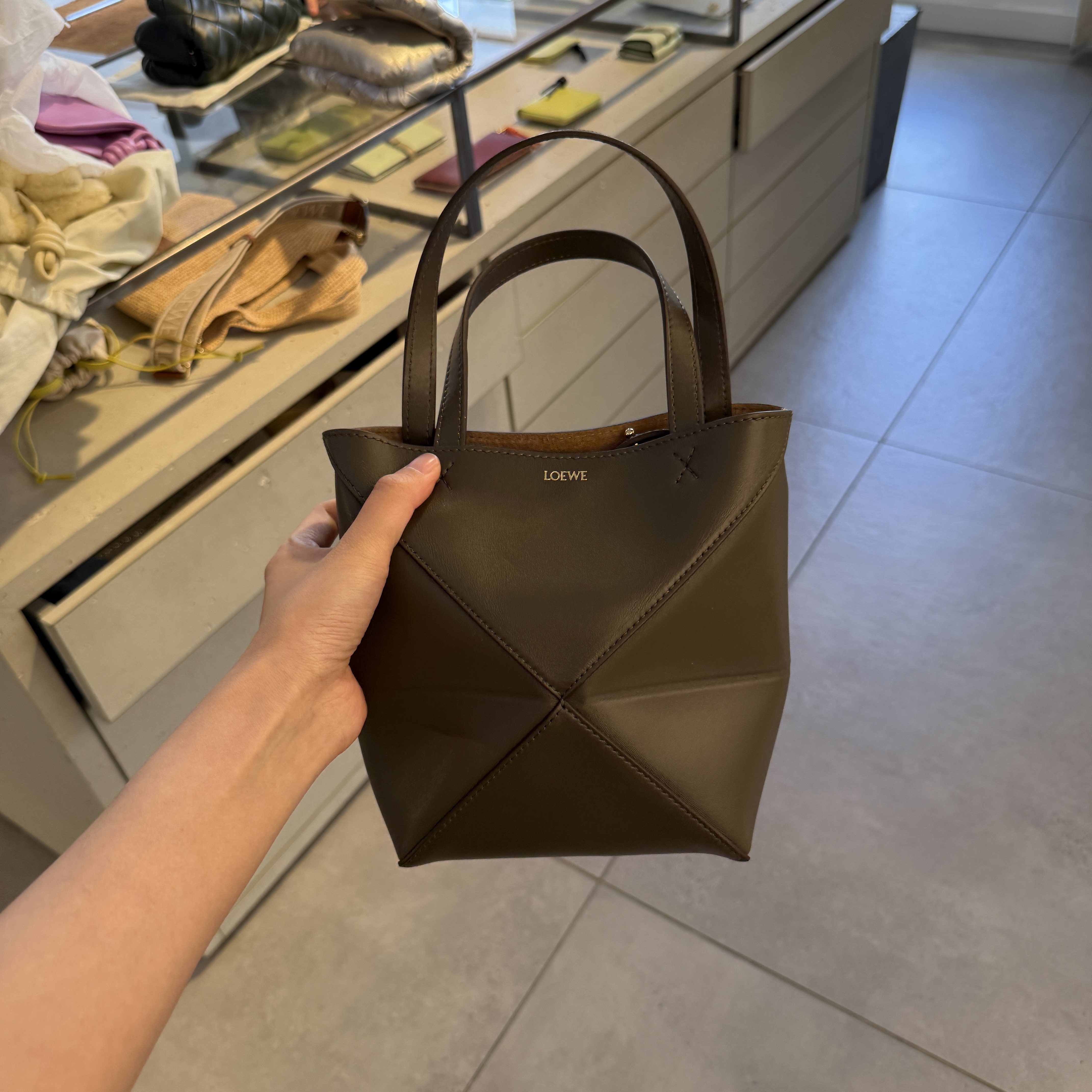 Loewe Puzzle Fold mini Tote bag Abyss blue Dark Khaki 2 colors