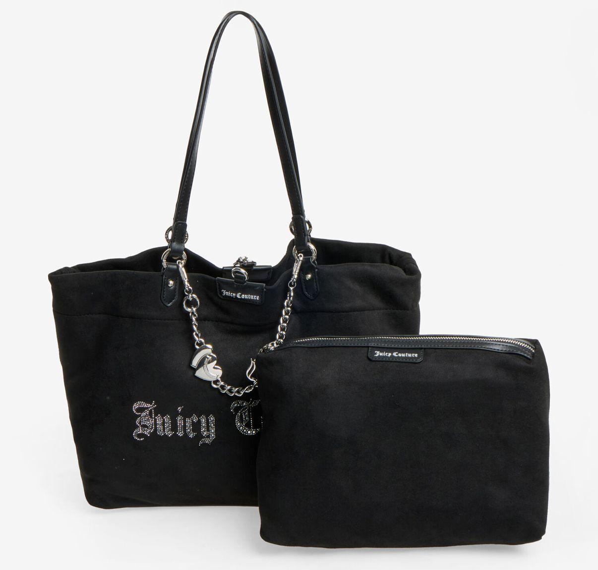 英國代購 (獨立訂單)-JUICY COUTURE Black Faux Suede Kathy Shopping&nbsp;Grab&nbsp;Bag