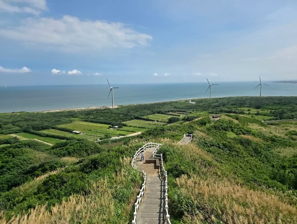 苗栗後龍的「好望角」是北台灣少數能同時欣賞大海、風車與芒草的景點。