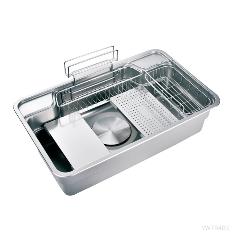 BS】Enzik｜78cm｜防蟑3D多功能不鏽鋼水槽｜YW-7848K｜下崁靜音水槽