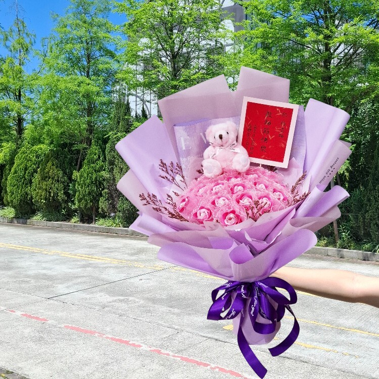 21朵香皂花乾燥花束,表演獻花,生日花束,教師節花束,情人節花束