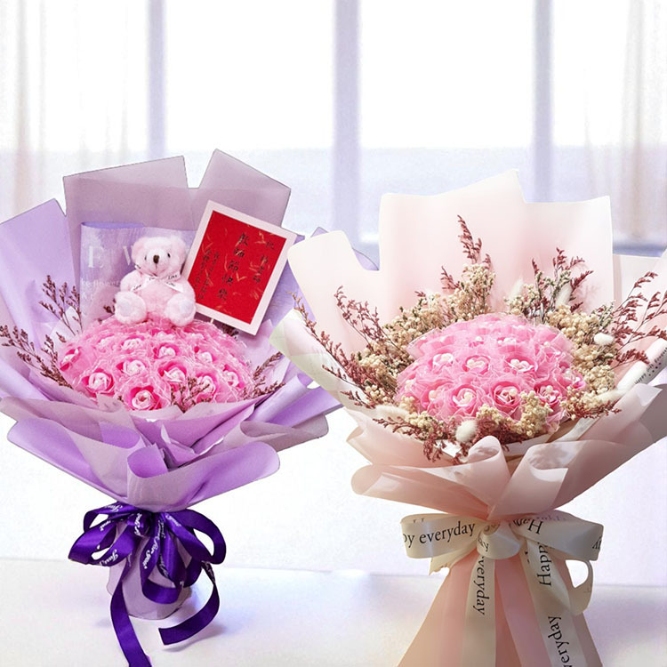 21朵香皂花乾燥花束,表演獻花,生日花束,教師節花束,情人節花束