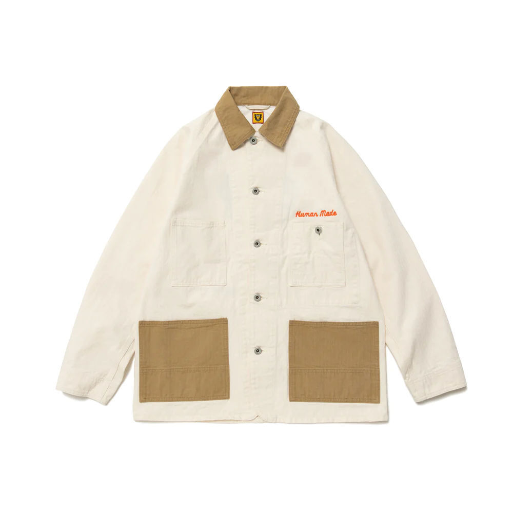 限量現貨HUMAN MADE 法鬥吐舌頭 工作襯衫外套 米色HM25JK017