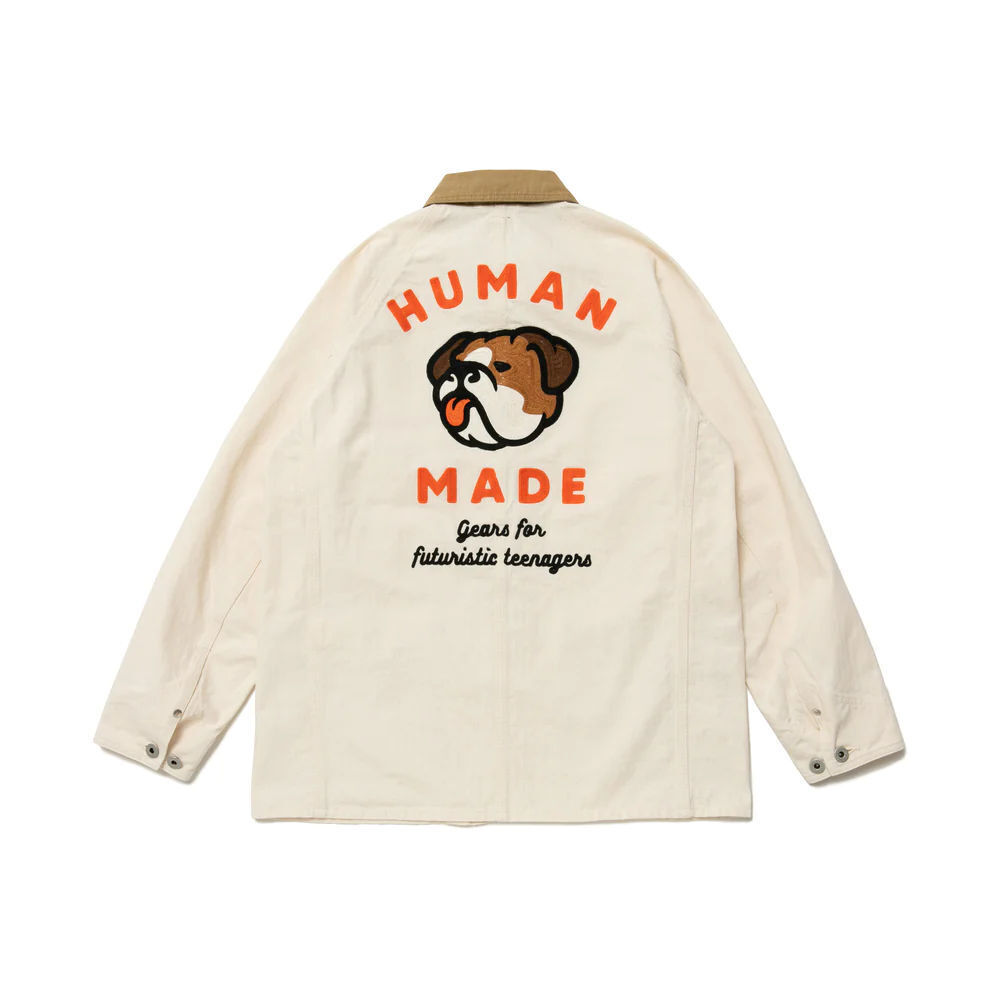 限量現貨HUMAN MADE 法鬥吐舌頭 工作襯衫外套 米色HM25JK017