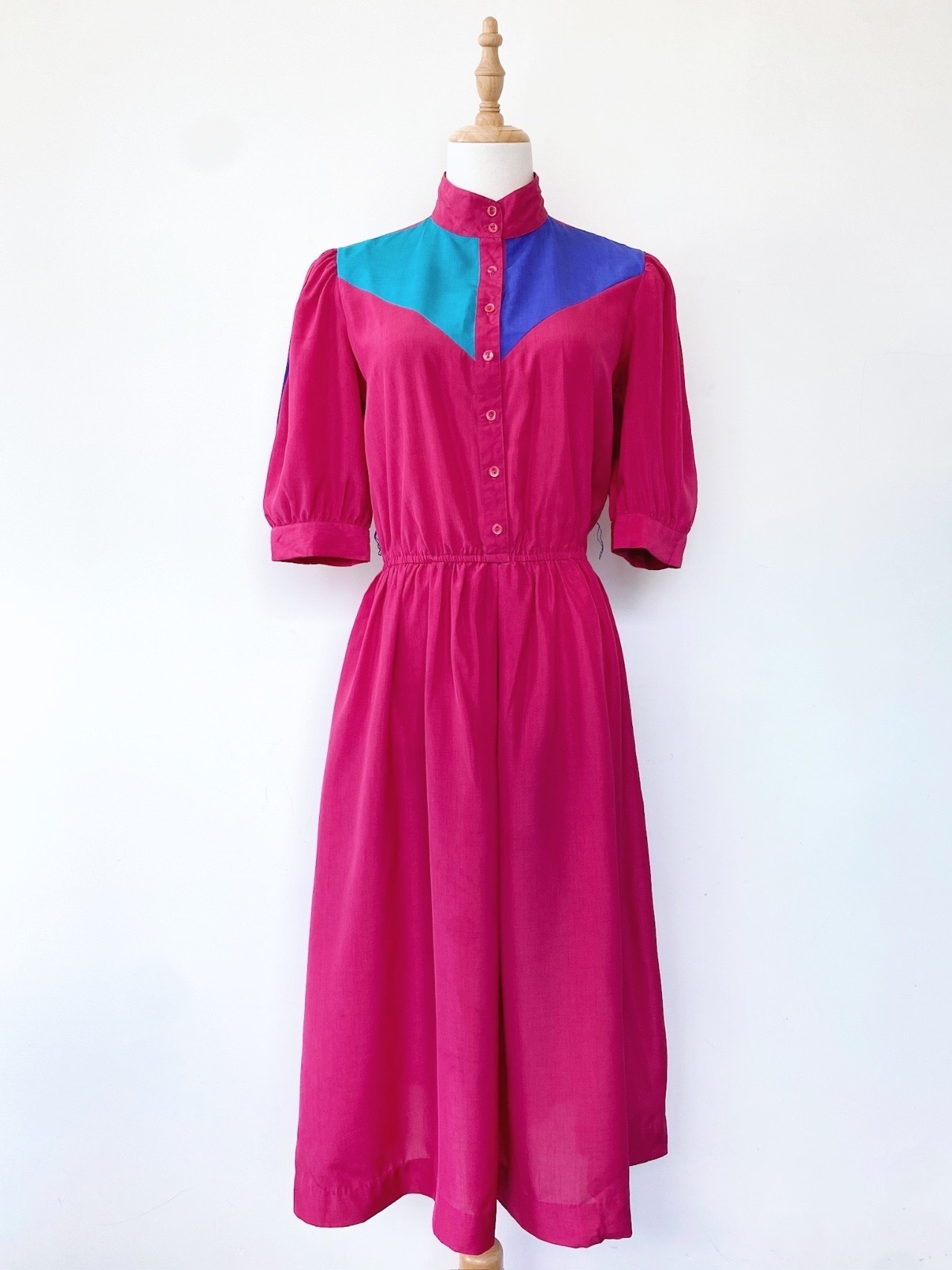 City Pop Color 幾何拼色連身裙